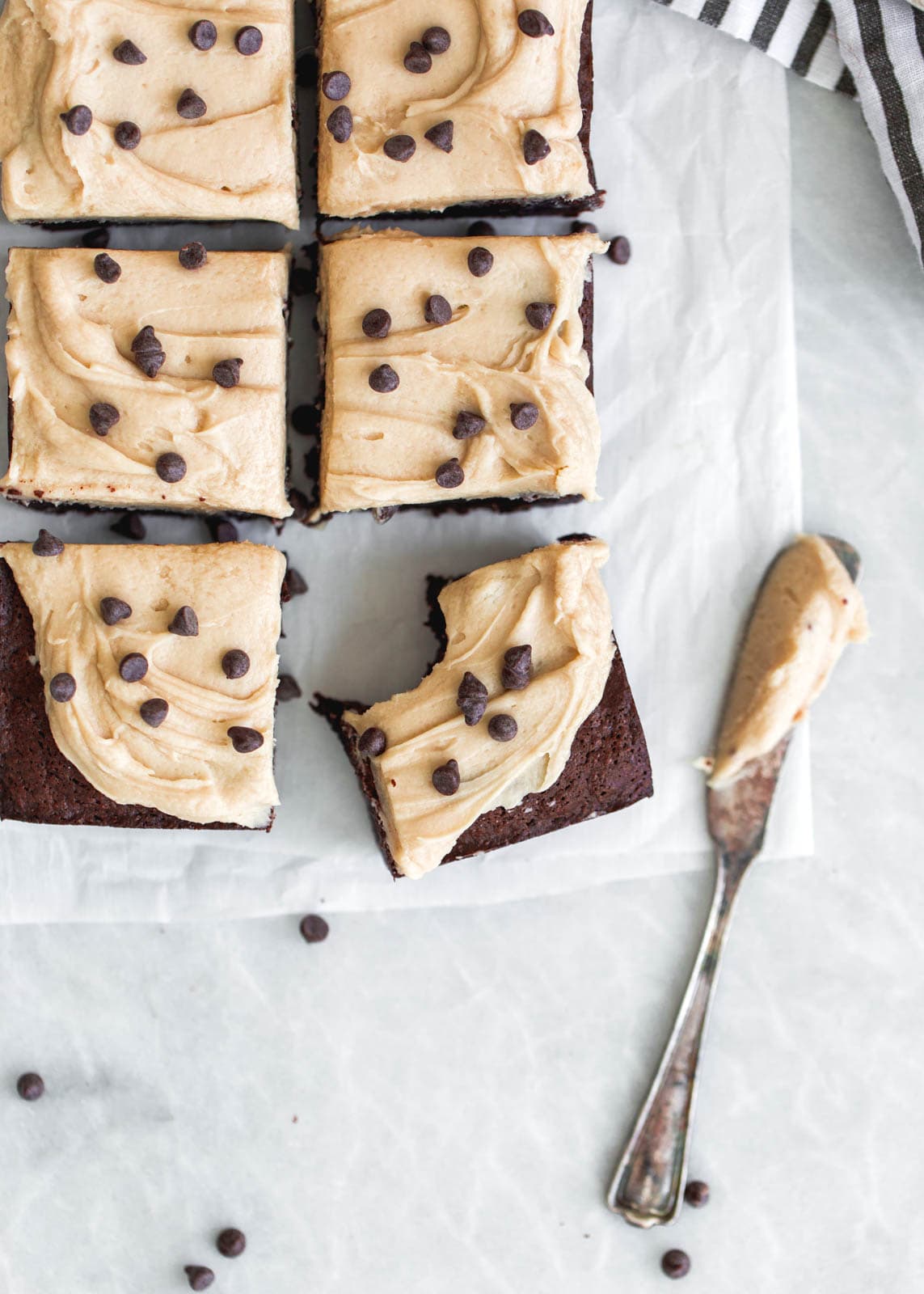 sliced beer brownies with knife