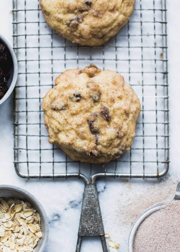 Giant, chewy Oatmeal Raisin Snickerdoodle Cookies