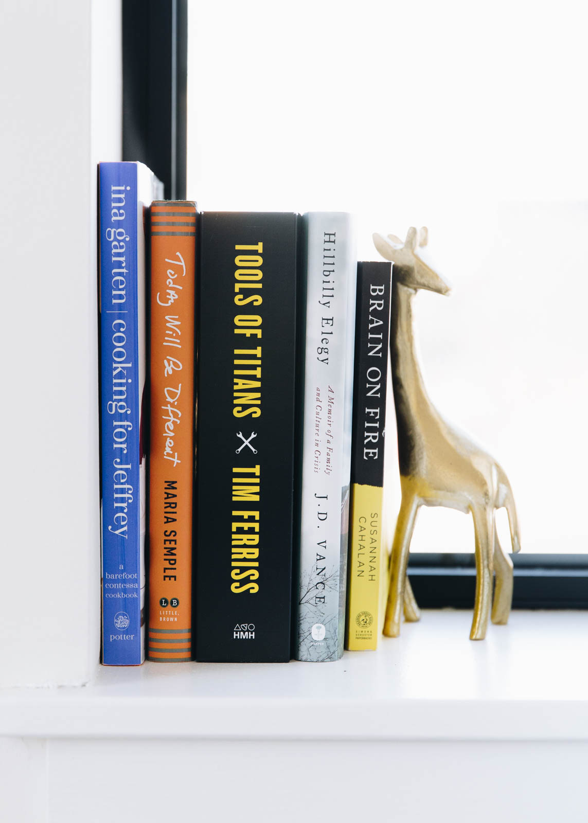 books on window sill