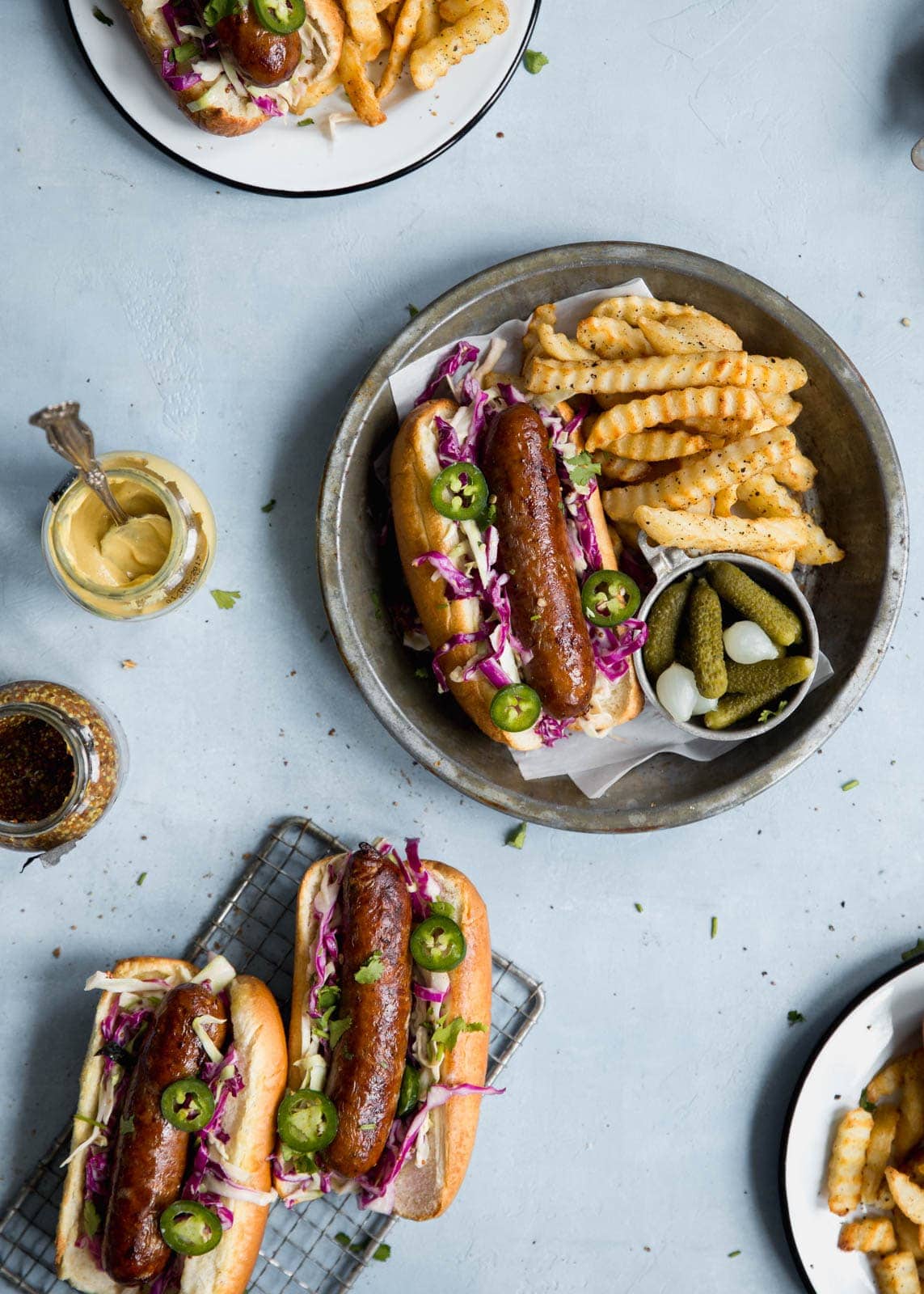 Beer Bratwursts with a homemade dijon coleslaw just in time for grilling season!