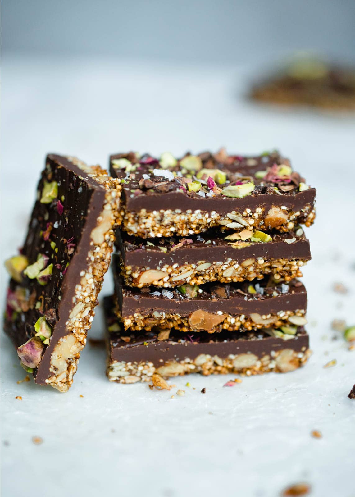 A healthier alternative to a chocolate bar, this Quinoa Chocolate Bark is filled with nuts and seeds to keep you full all afternoon!