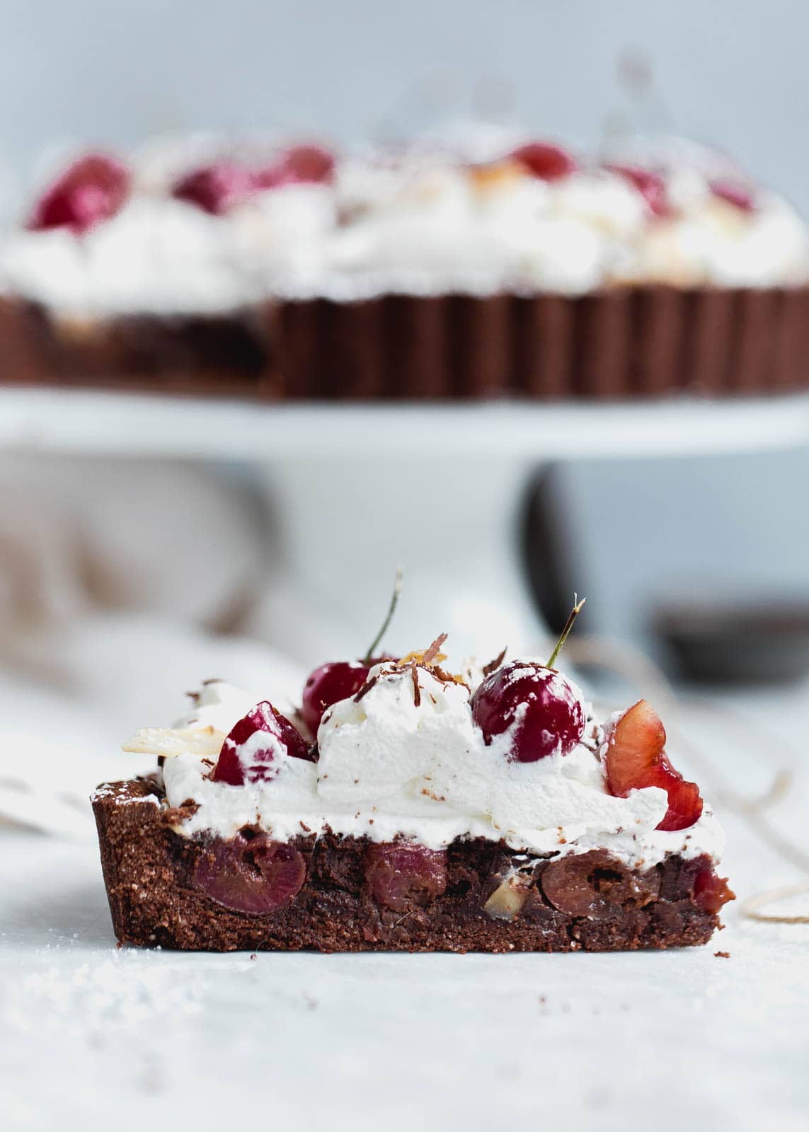 slice of Coconut Chocolate Cherry Tart