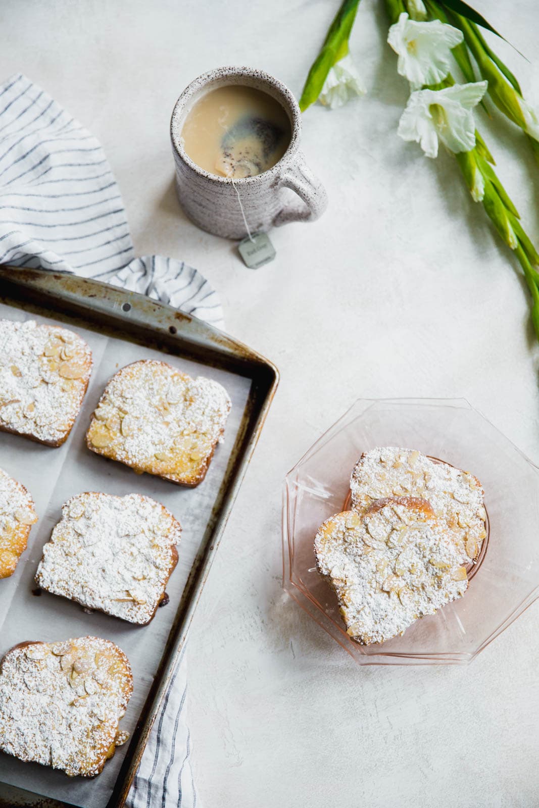 Almond bostock with tea