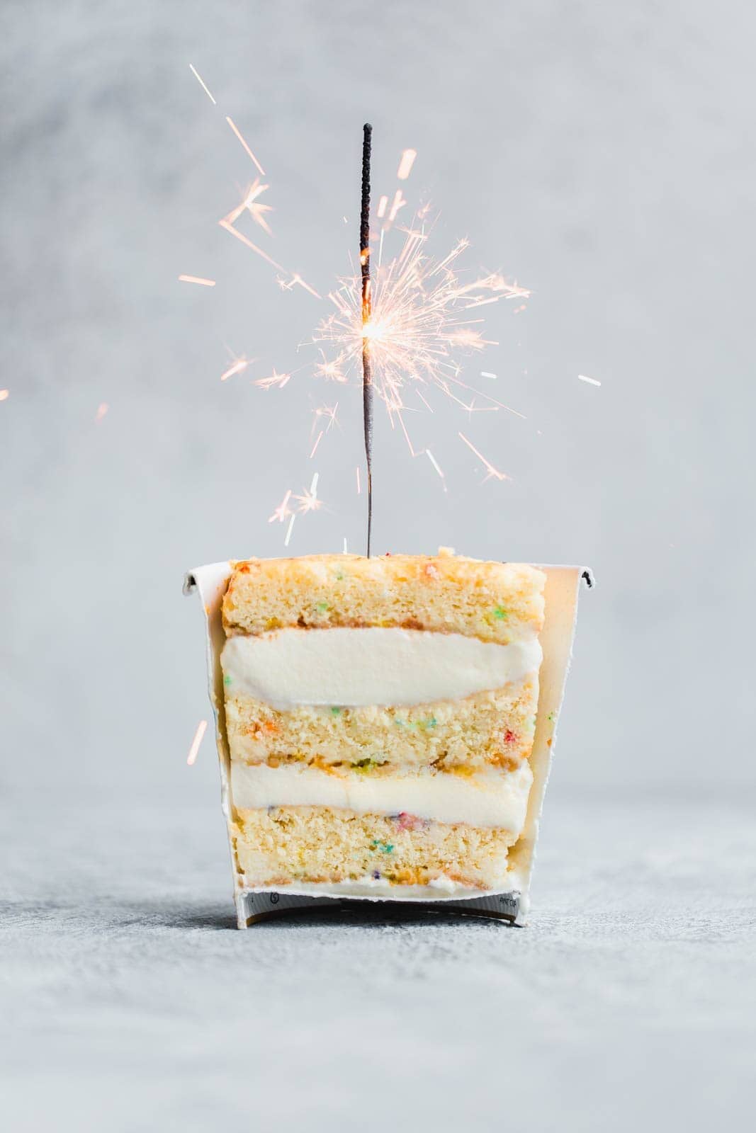 A Funfetti Ice Cream Cake served in an ice cream pint in celebration of my 26th birthday!