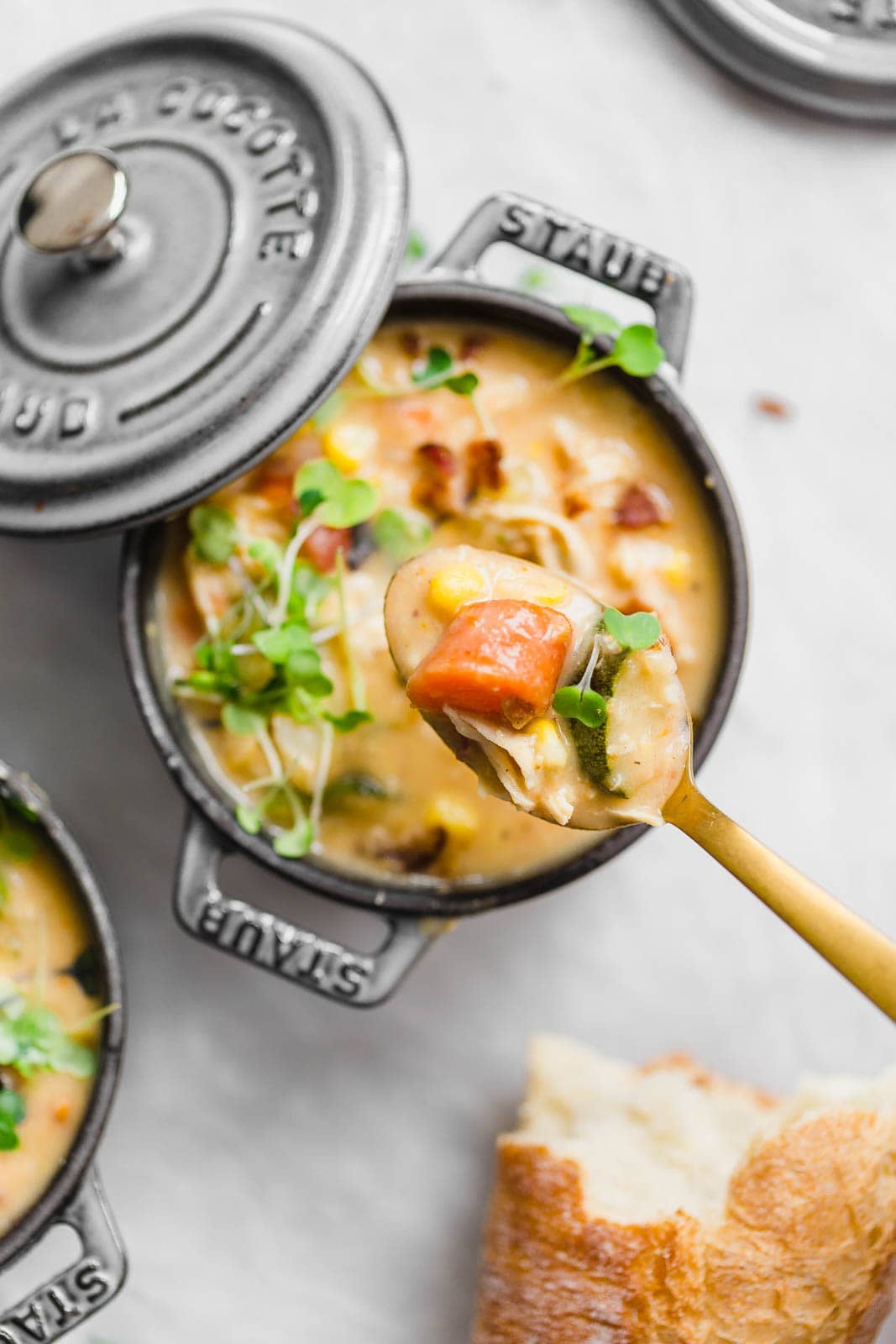 spoonful of chicken corn chowder