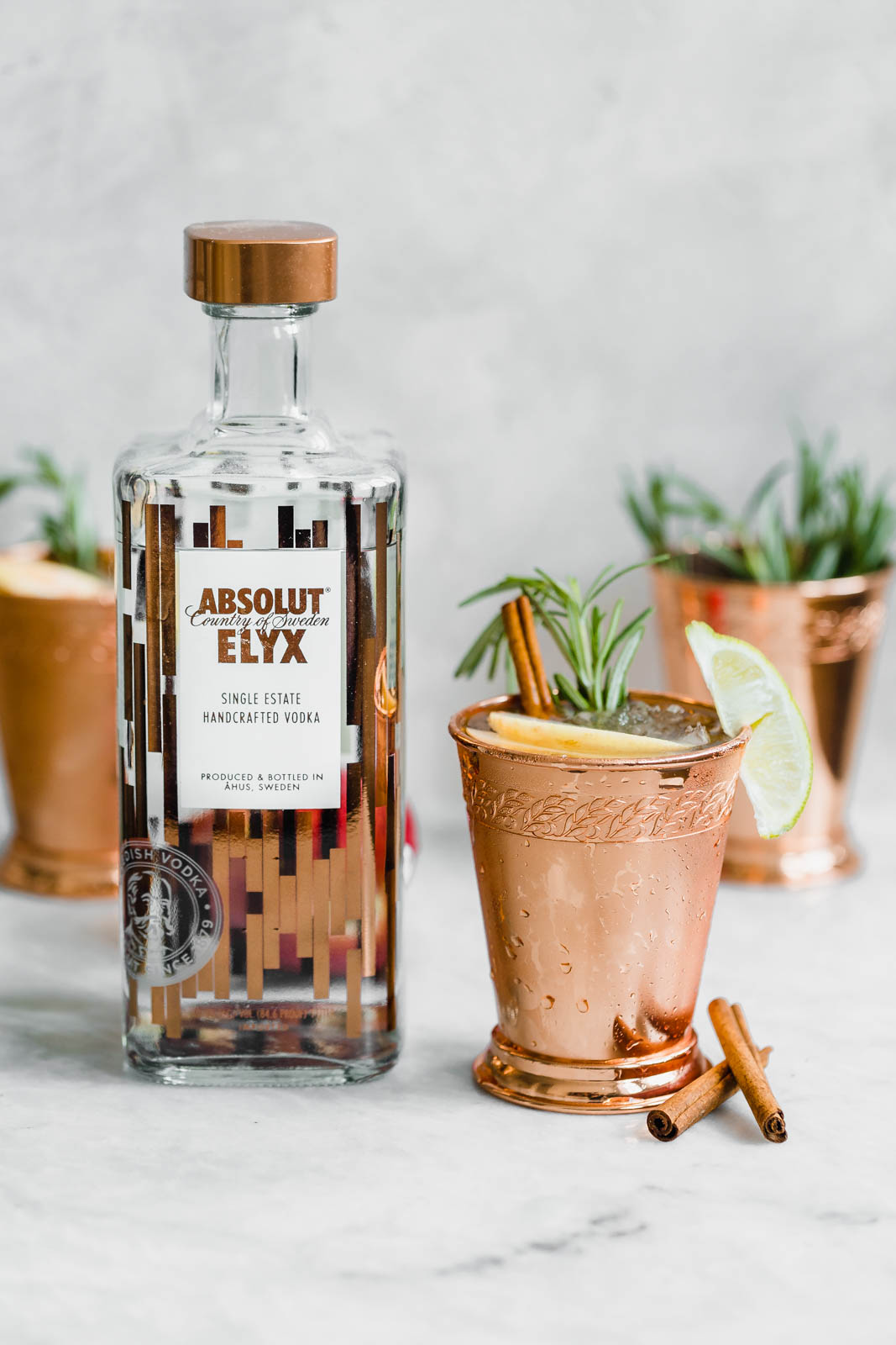 apple cider moscow mule in a copper mug