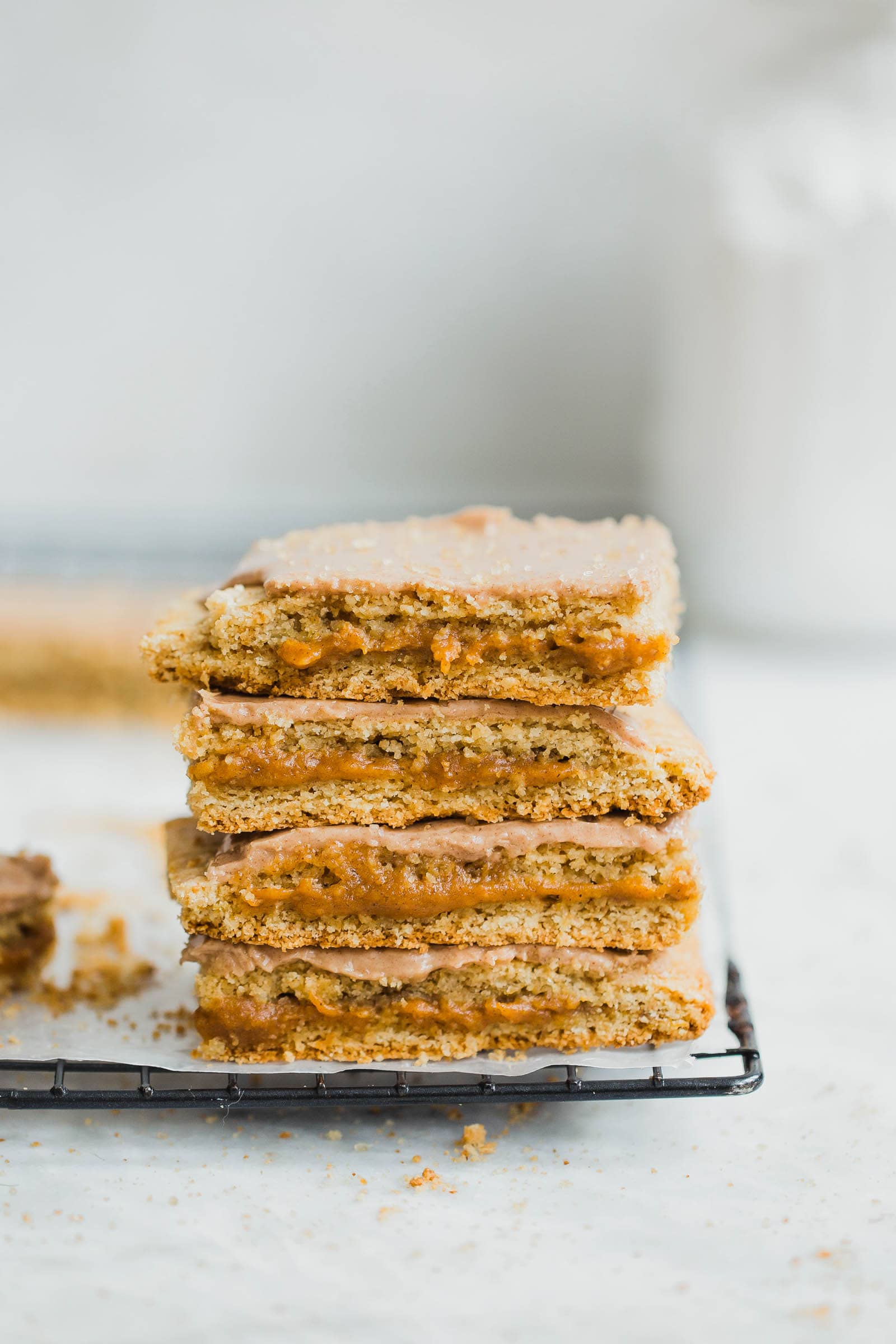 gluten free pop tart slices in a stack