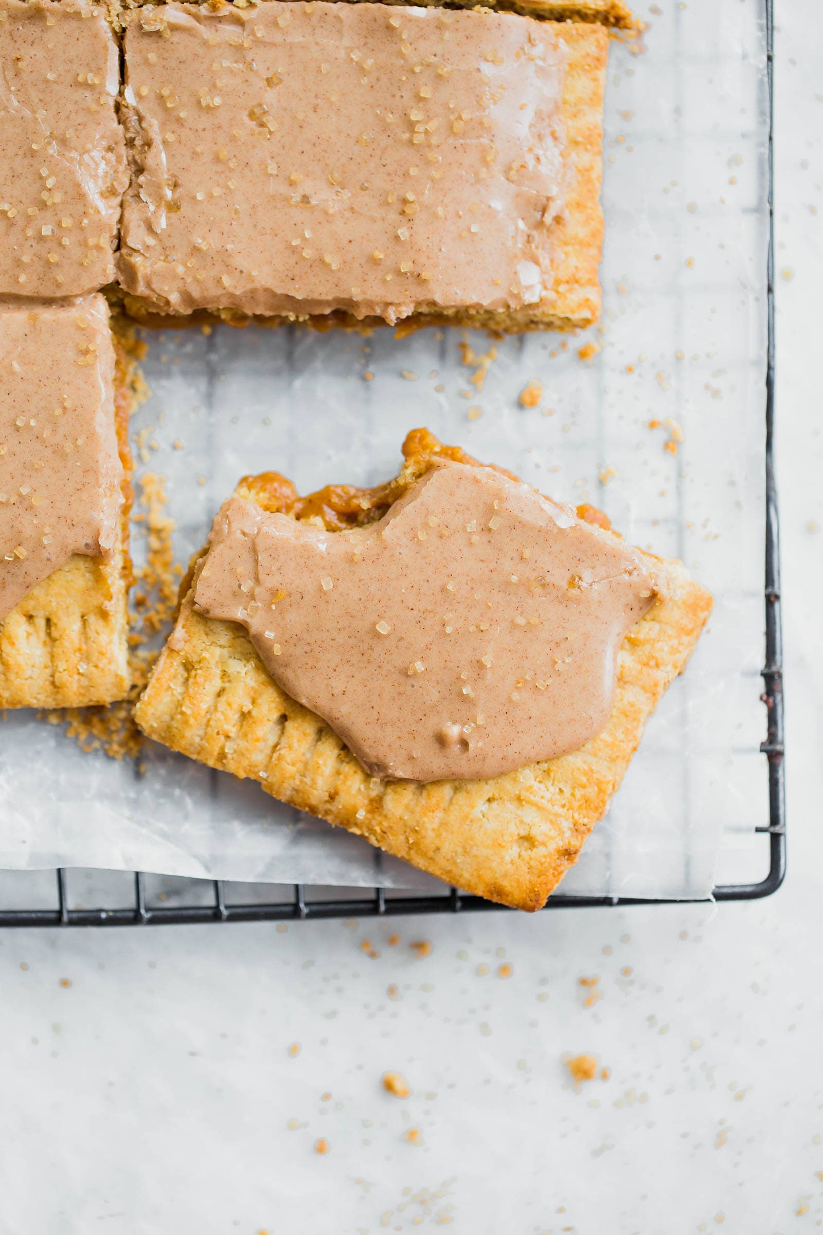 slice of gluten free pop tart with a bite taken out