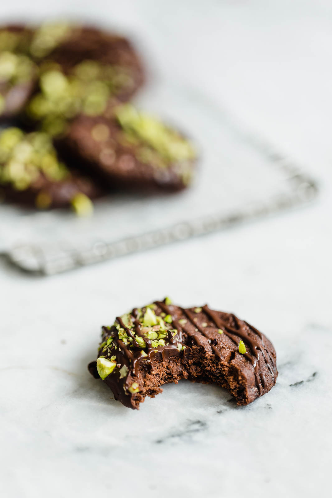 Chocolate Sable Cookie with bite taken out