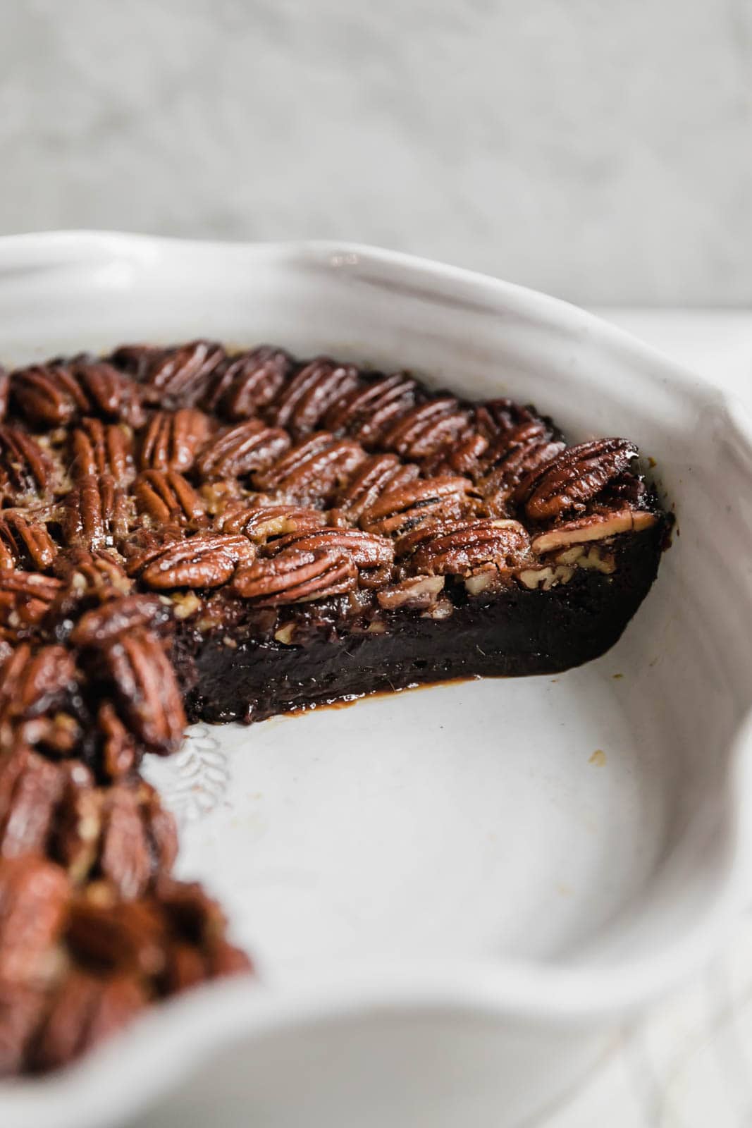 Brownie Pecan Pie sliced