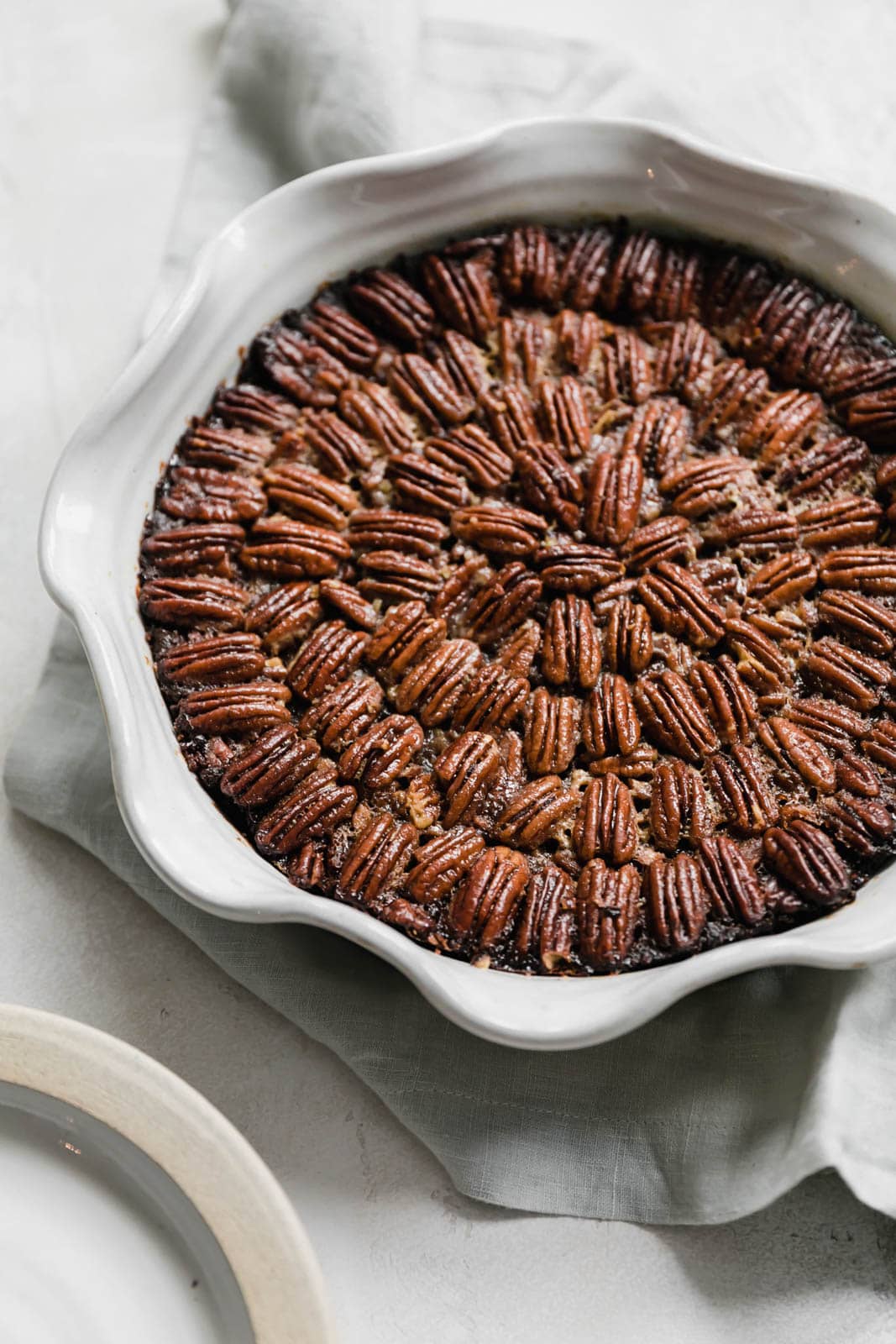 Brownie Pecan Pie on towel