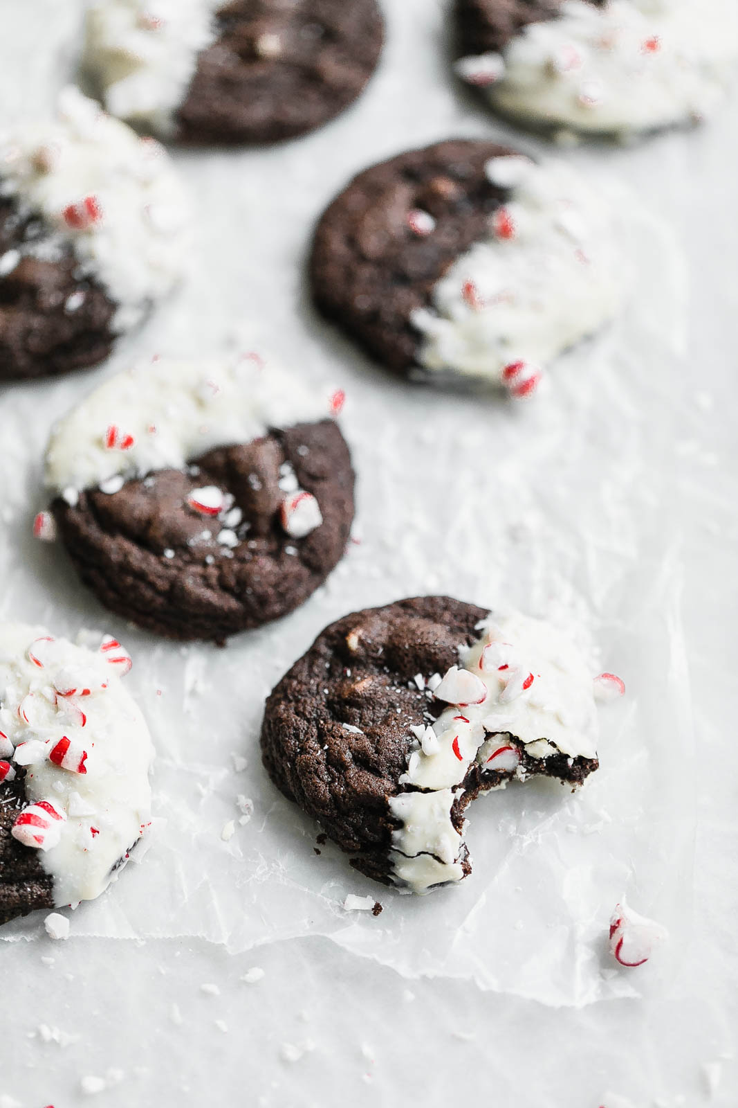 Double Chocolate Peppermint Cookies up close