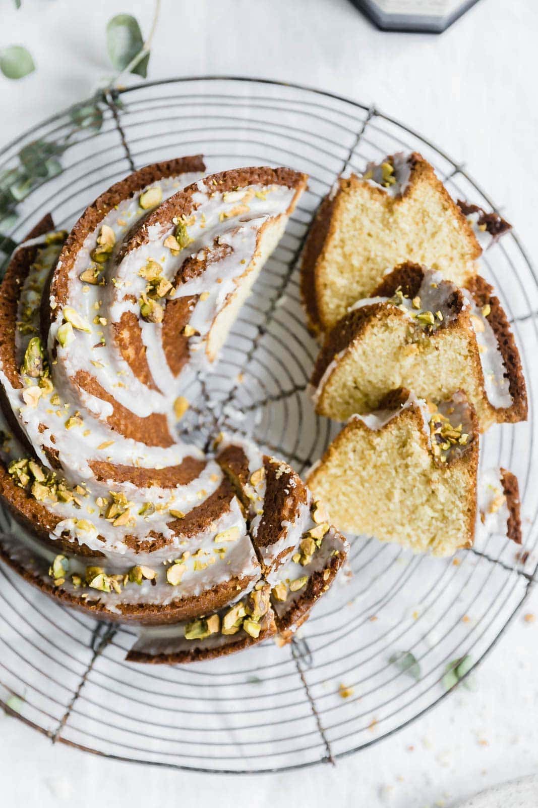 sliced pistachio olive oil cake