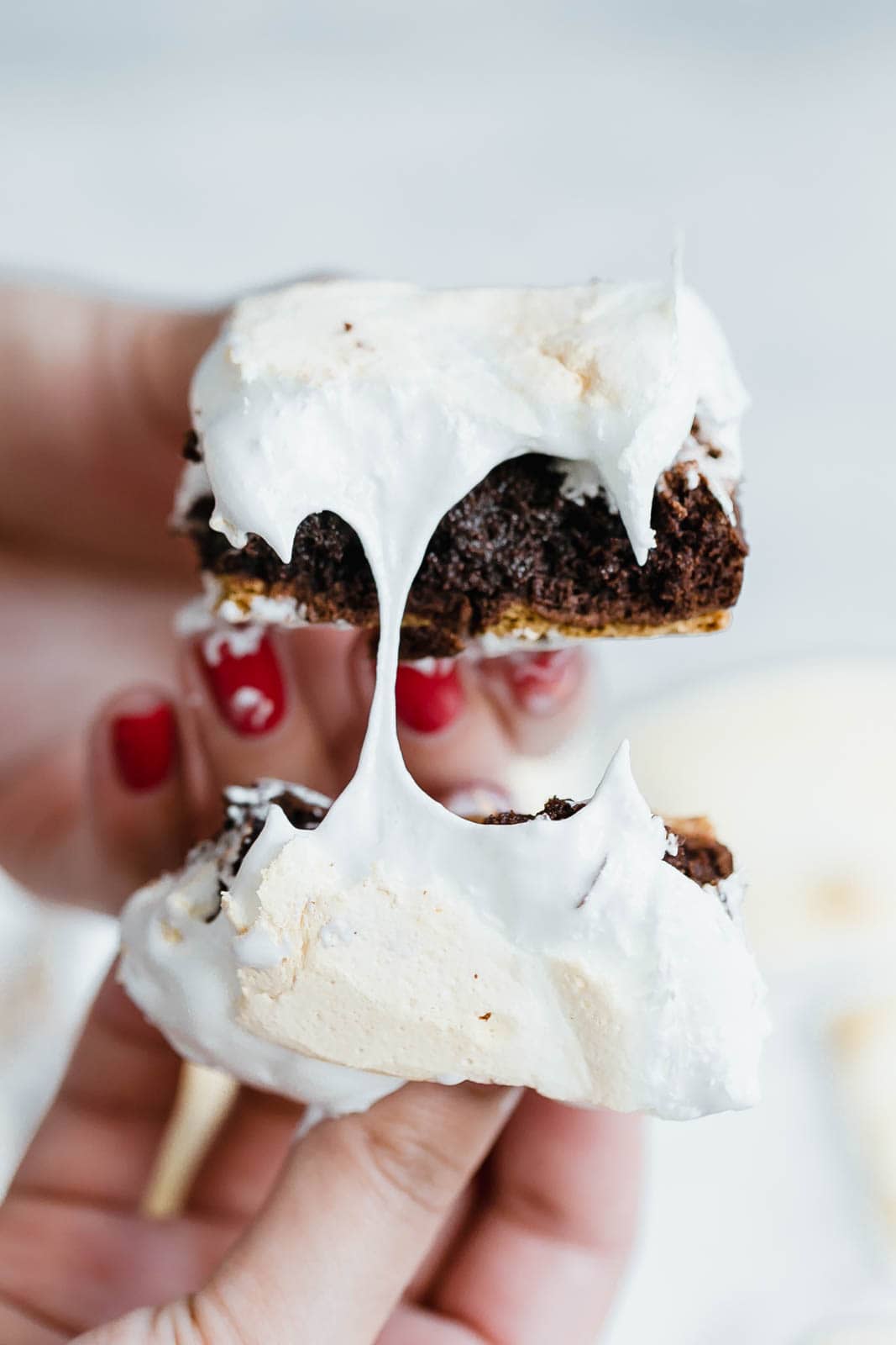 smores brownies pulled apart