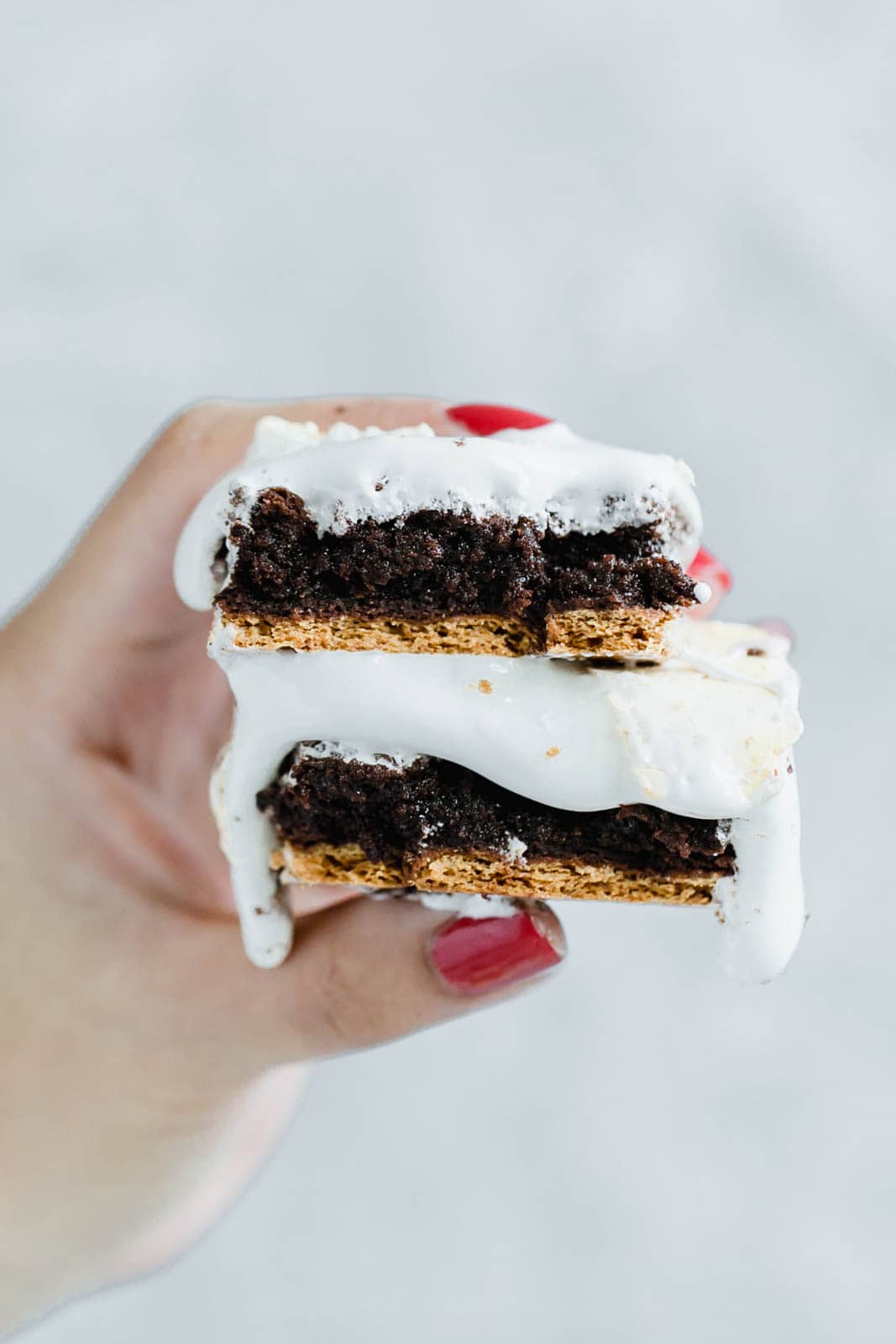 smores brownies being held