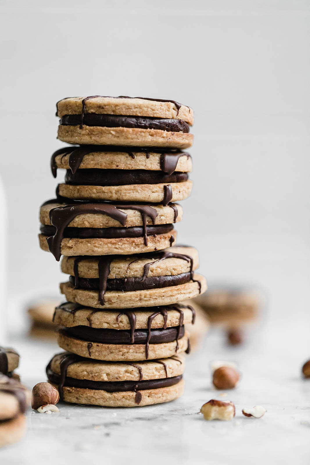 stack of Hazelnut Espresso Sandwich Cookies