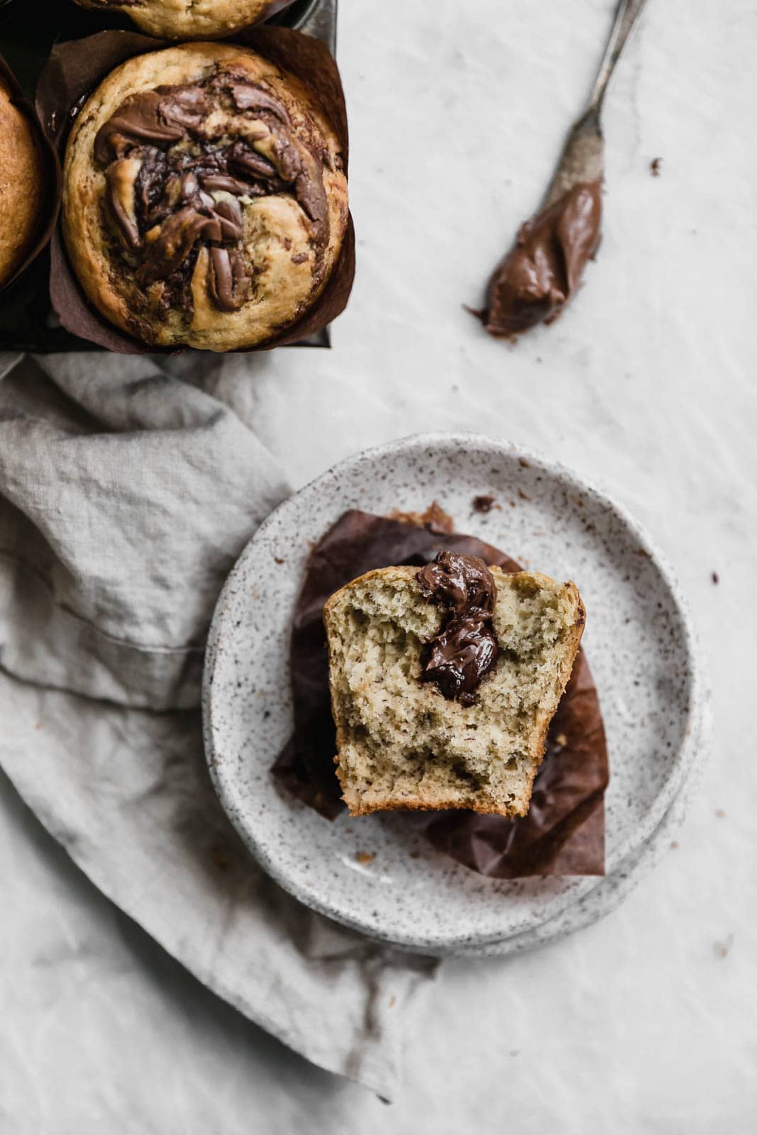 banana nutella muffin on a plate