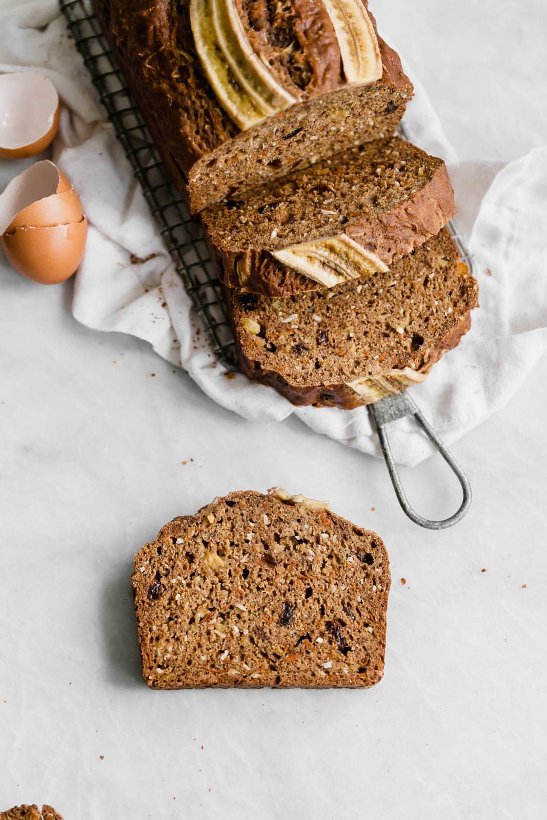 carrot cake banana bread on countertop