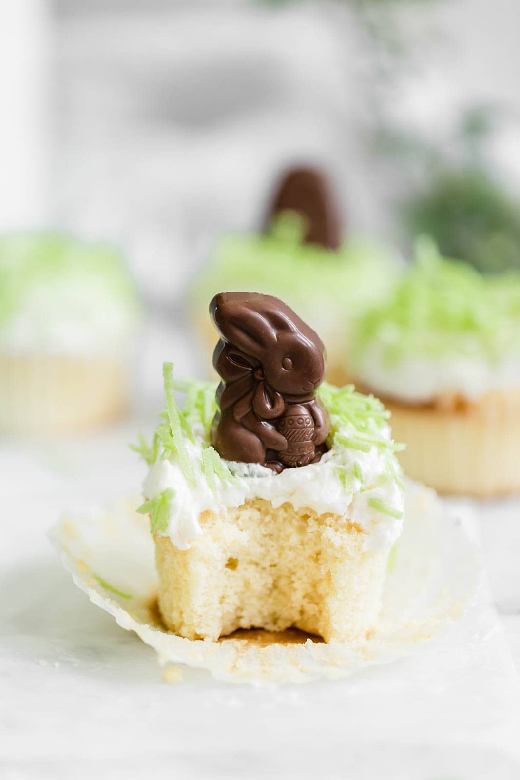 Easter Bunny Cupcake with bite taken out