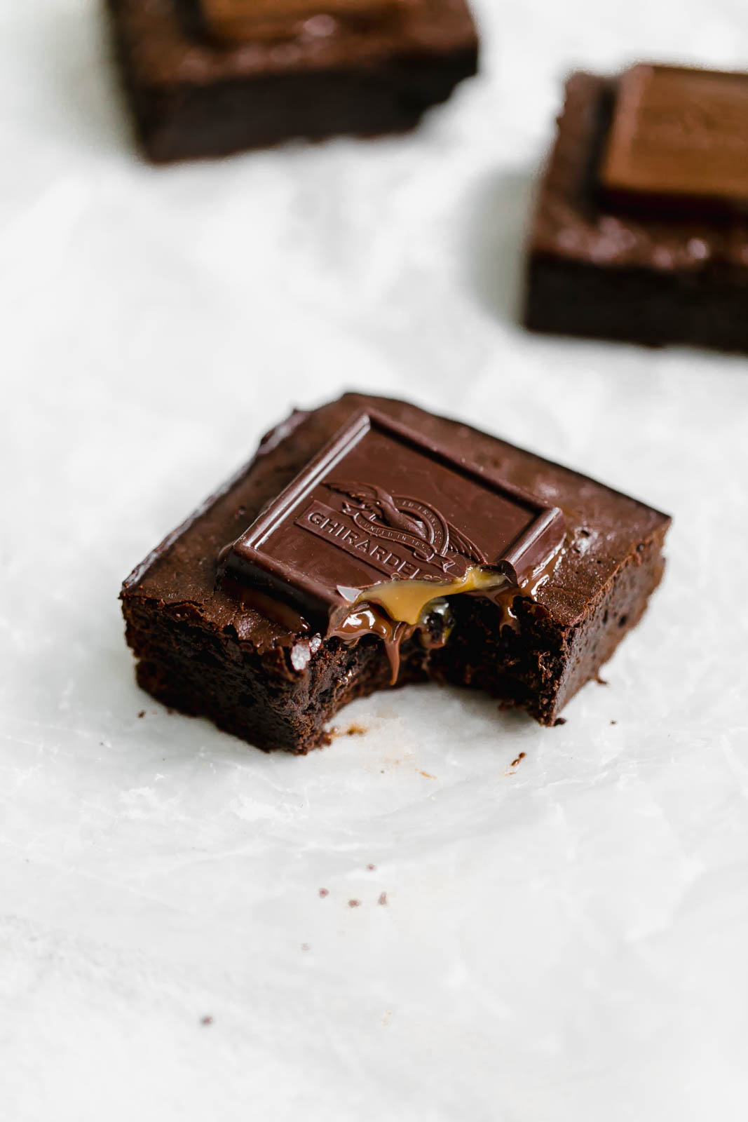 A luxurious cocoa brownie topped with caramel-filled chocolate makes for a perfect treat any day of the week. Comes together in less than an hour!