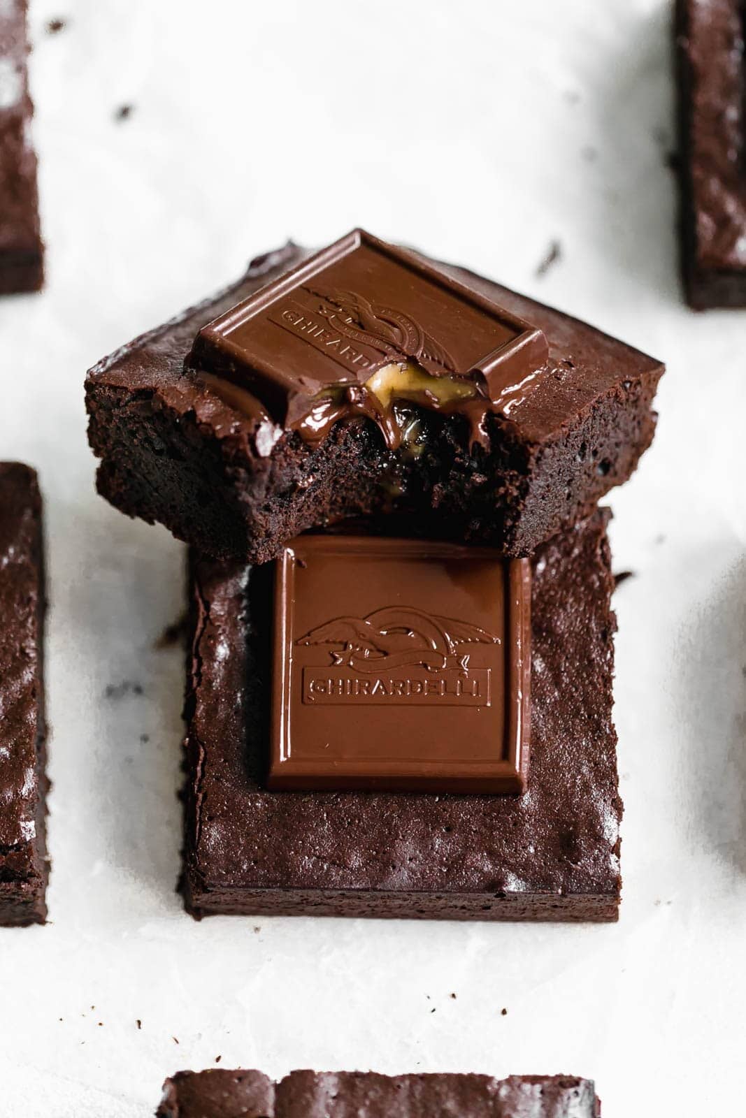 A luxurious cocoa brownie topped with caramel-filled chocolate makes for a perfect treat any day of the week. Comes together in less than an hour!