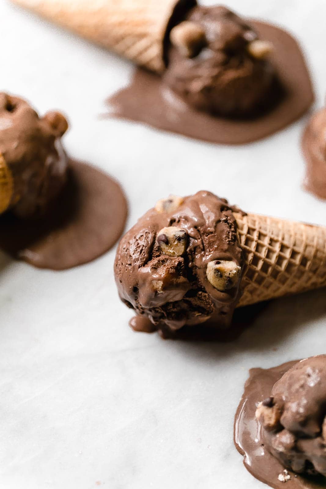 A creamy, dreamy Double Dark Chocolate Cookie Dough Ice Cream made with two types of chocolate and homemade cookie dough pieces.