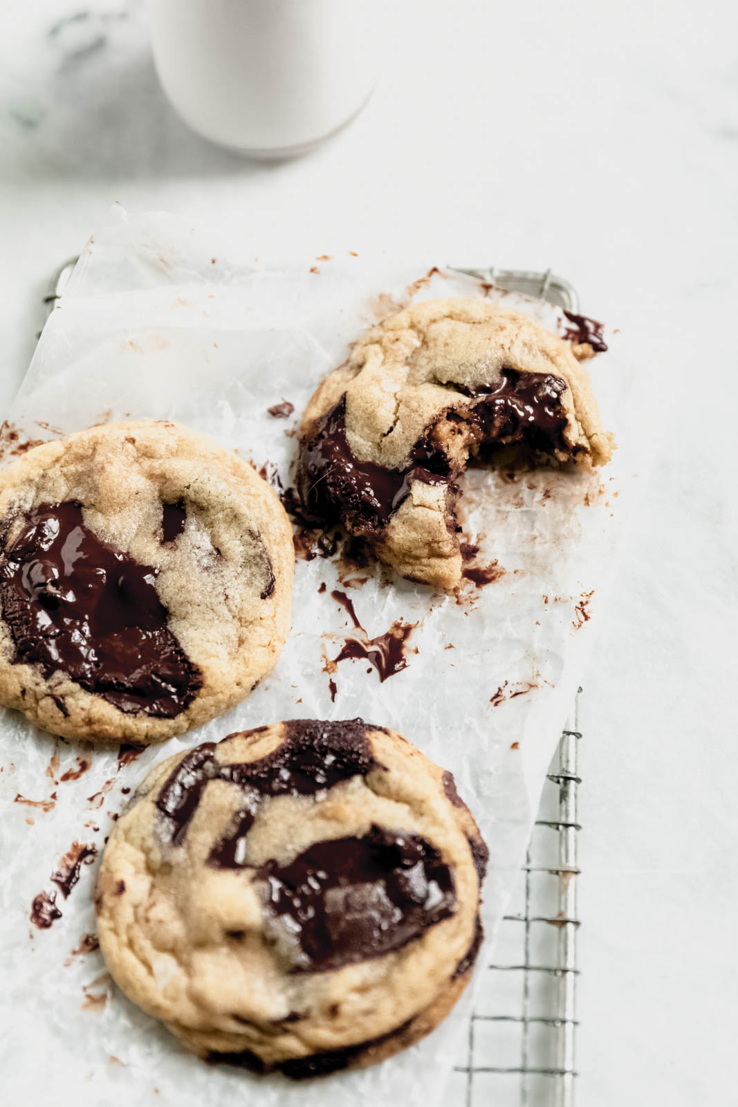 Candied Walnut Chocolate Chip Cookies with bite taken out