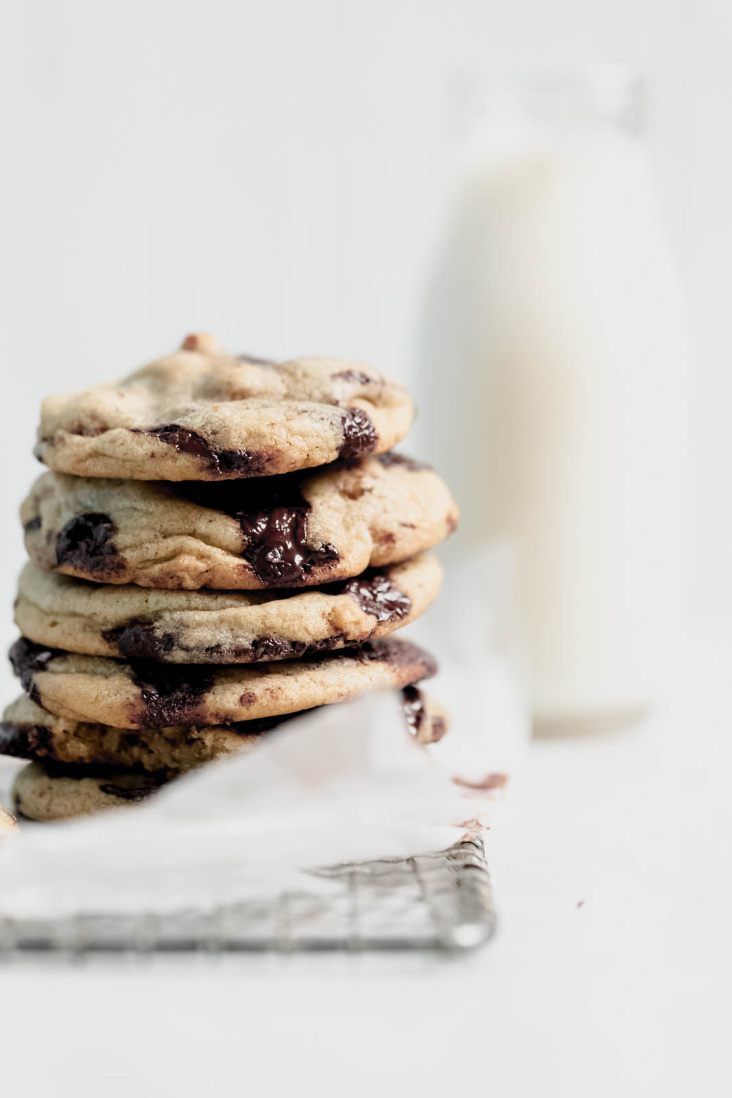 Candied Walnut Chocolate Chip Cookies in a stack