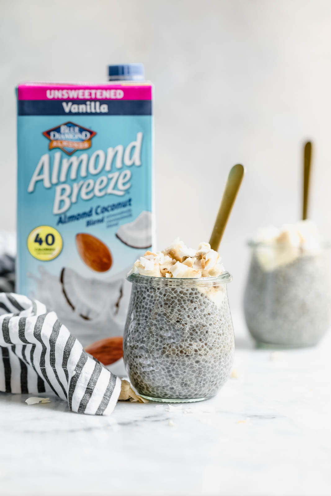 Creamy coconut chia pudding with almond milk