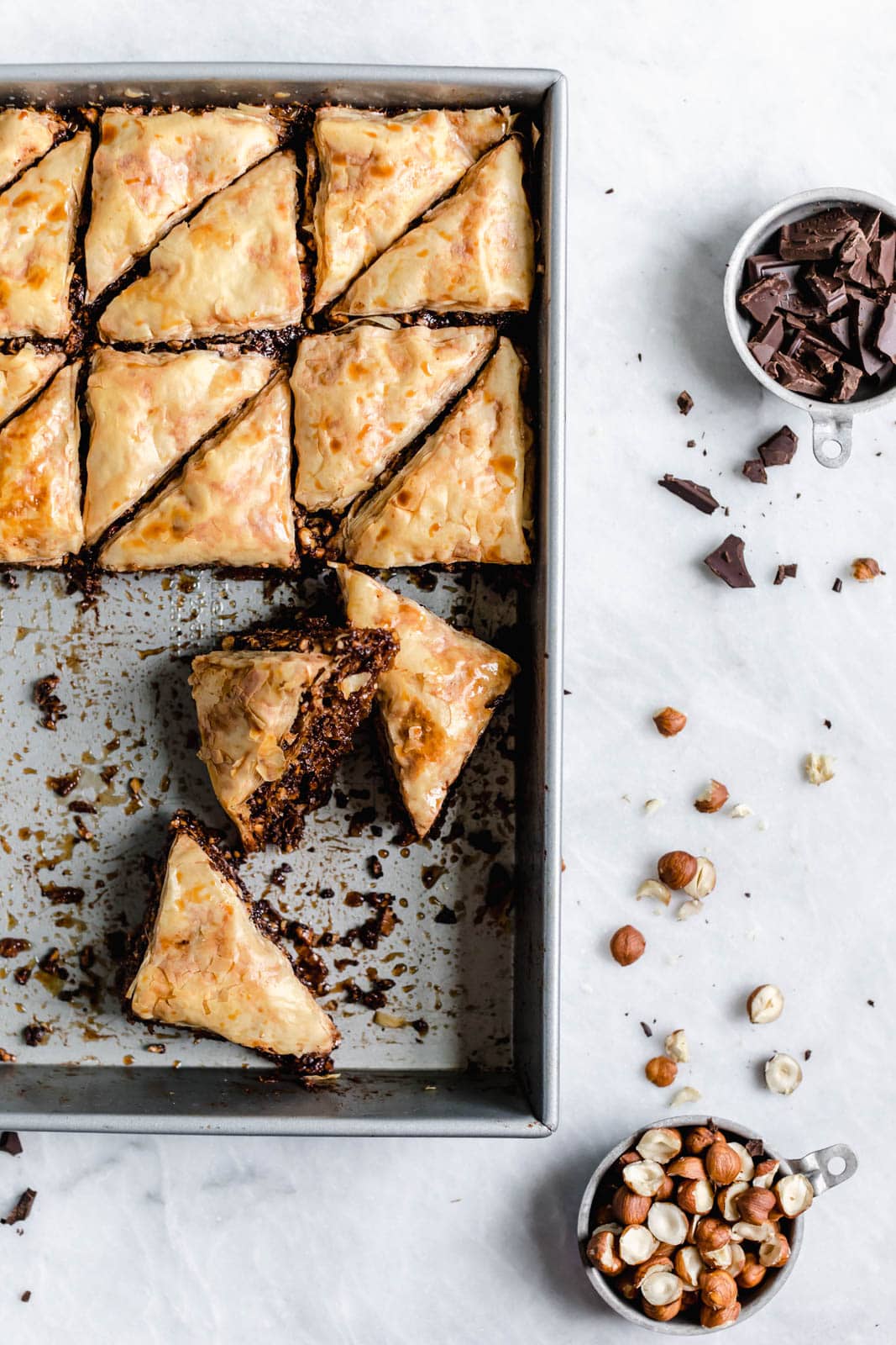 An out-of-this-world Chocolate Hazelnut Baklava soaked in a cocoa nib and honey syrup. From the Sofra bakery cookbook, Soframiz!