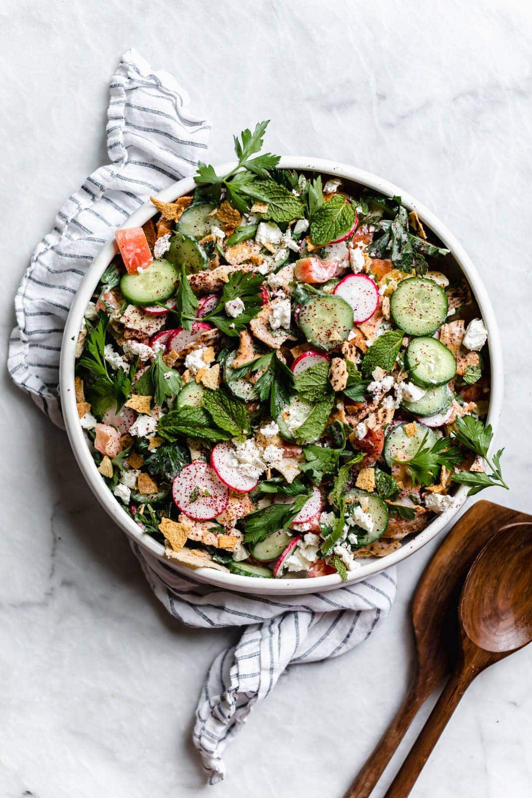 fattoush salad in serving bowl