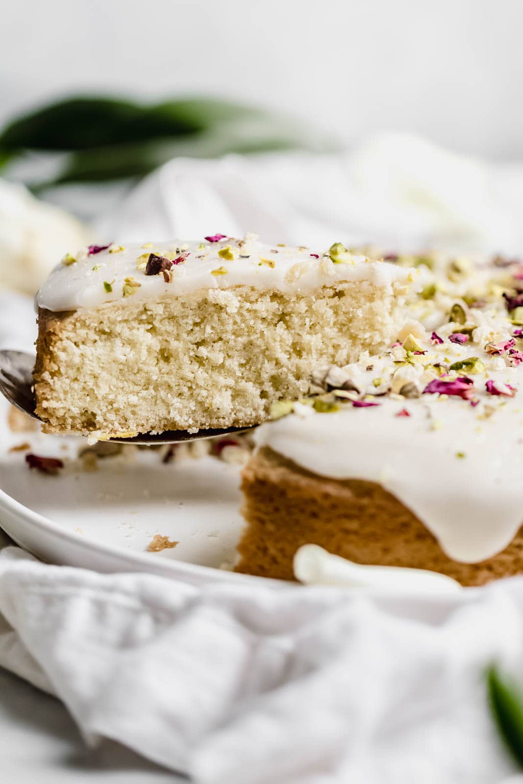 Persian Love Cake slice being removed