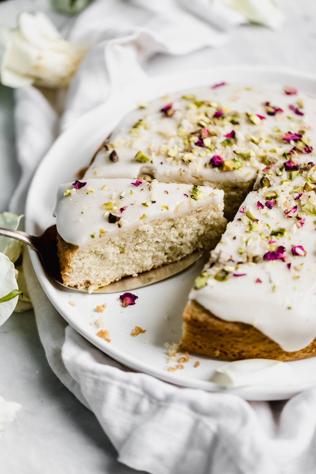removing a slice of Persian Love Cake
