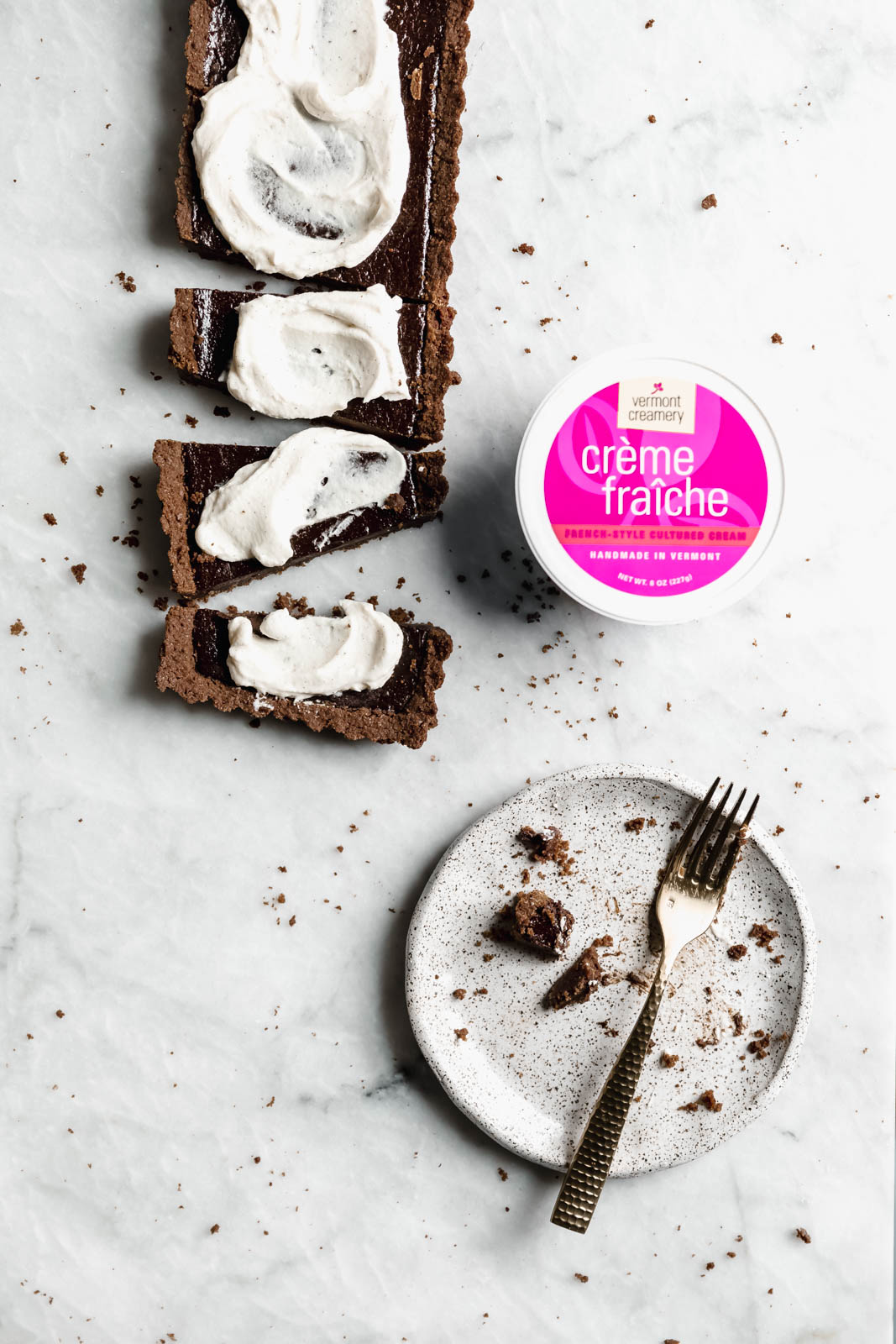 Mocha Chocolate Tart with Crème Fraîche Whipped Cream