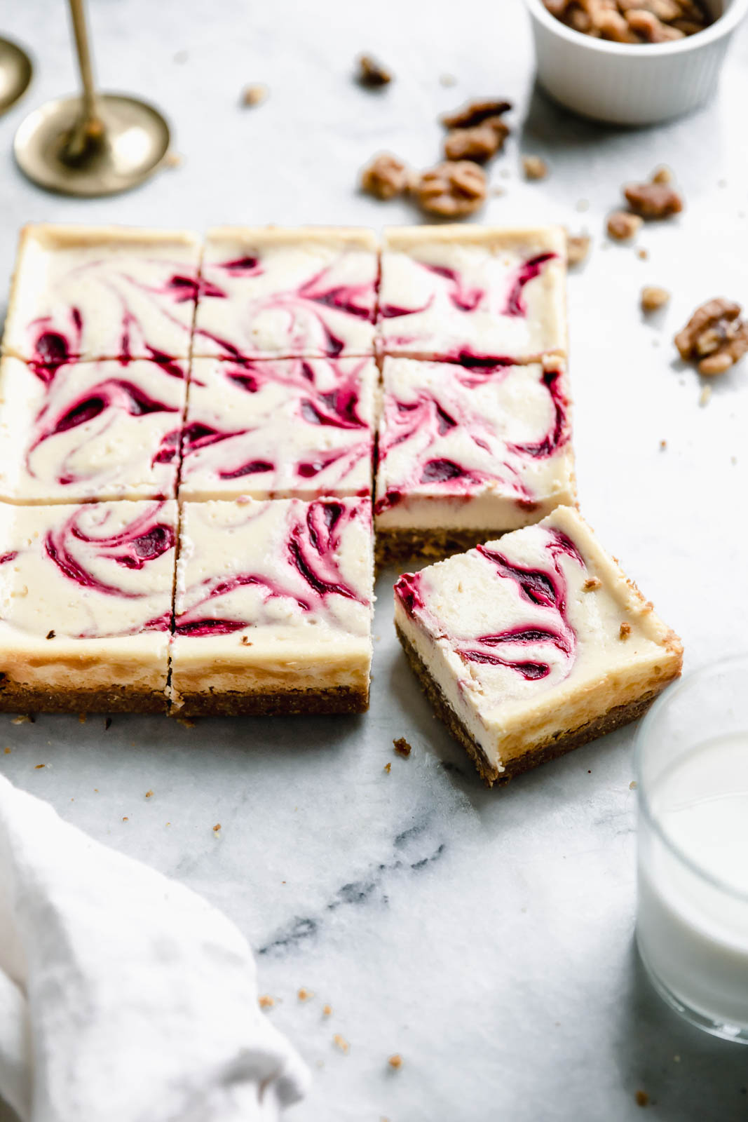 Walnut Cranberry Cheesecake Bars