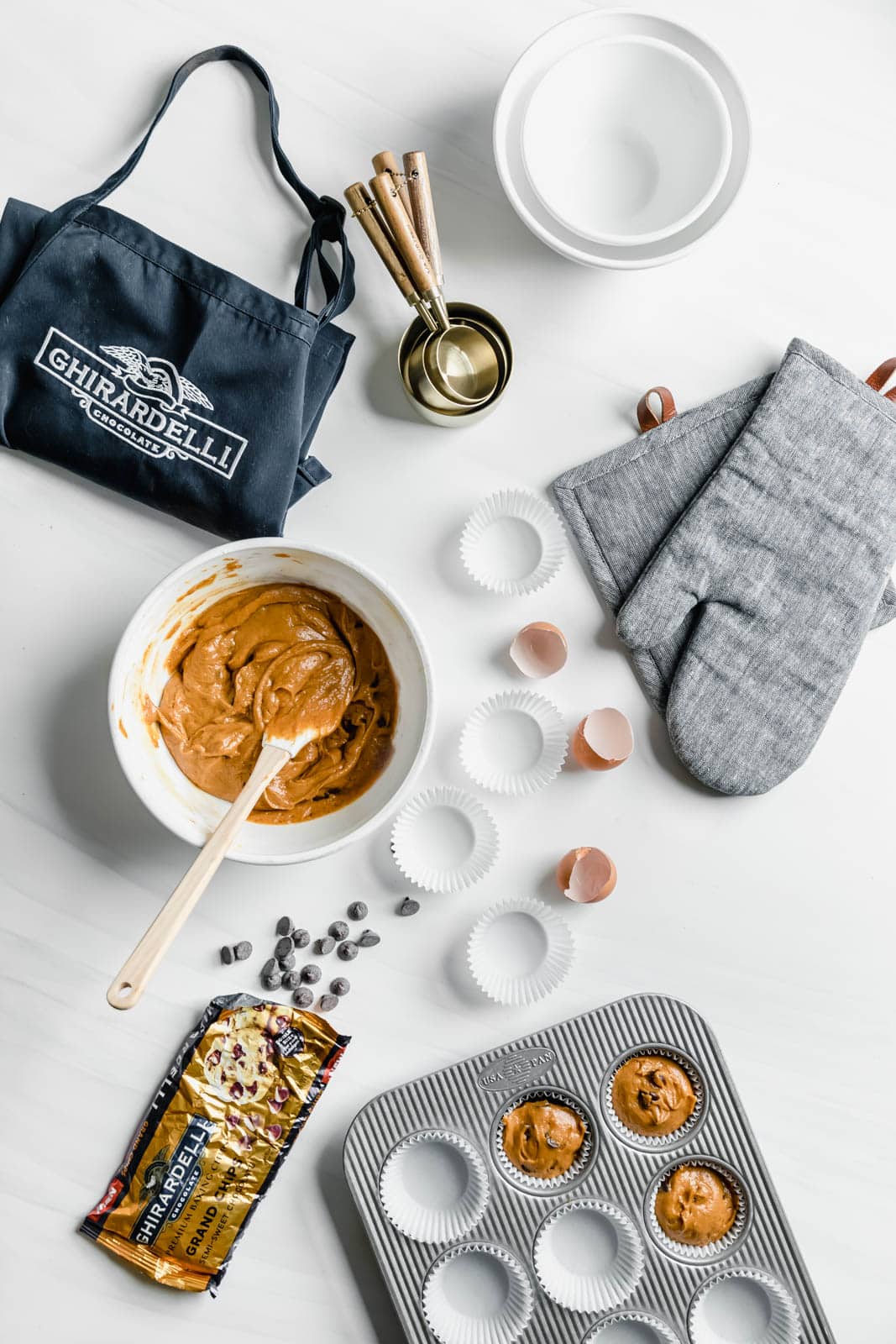 Pumpkin Chocolate Chip Muffin batter in bowl 