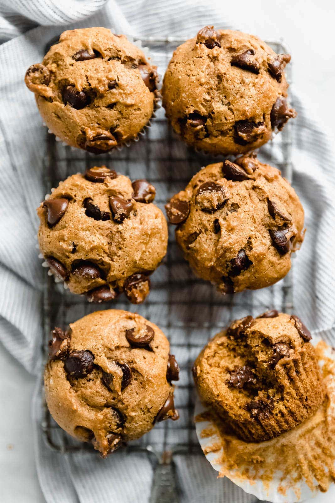 Pumpkin Chocolate Chip Muffins on wire rack