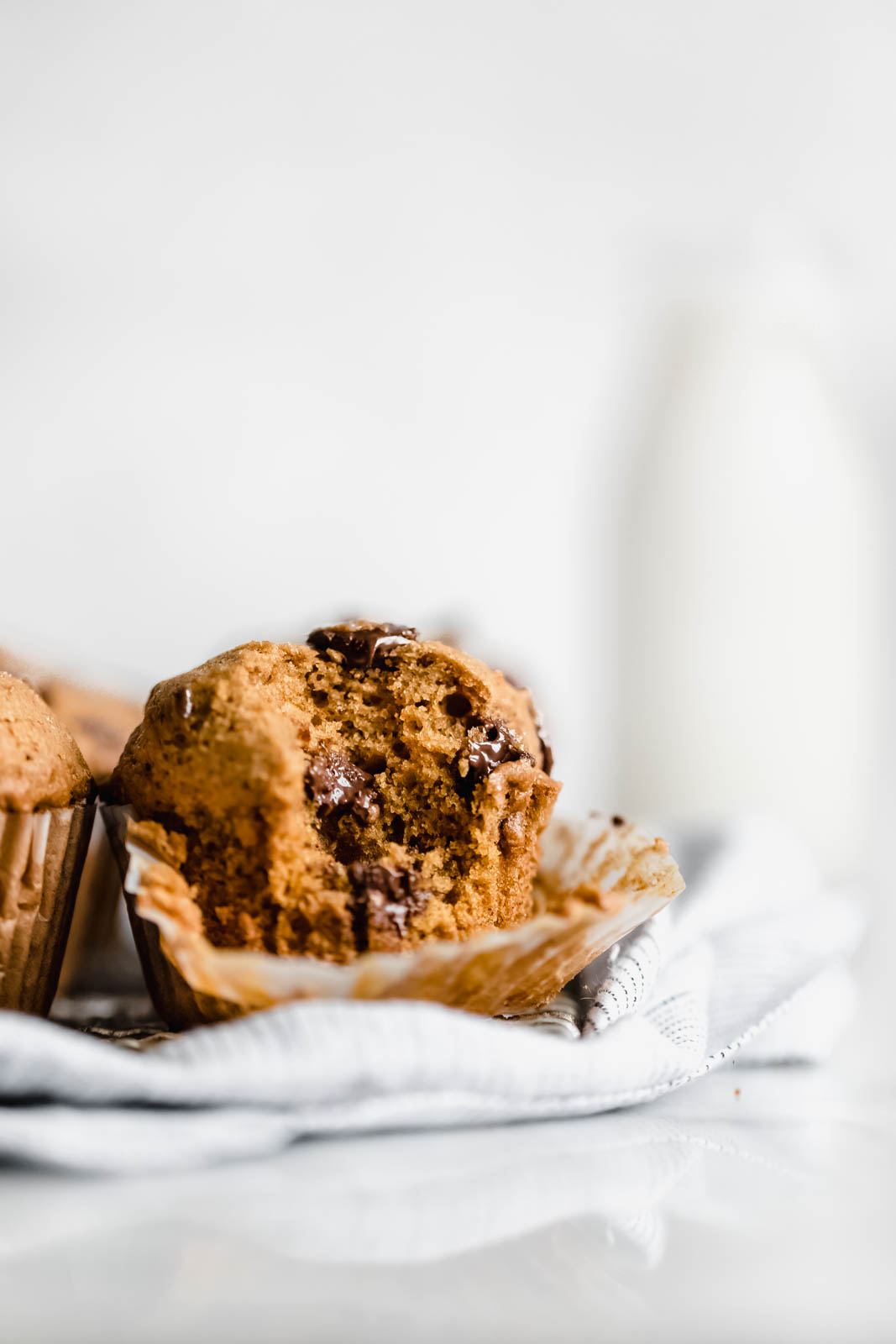 Pumpkin Chocolate Chip Muffin with bite taken out