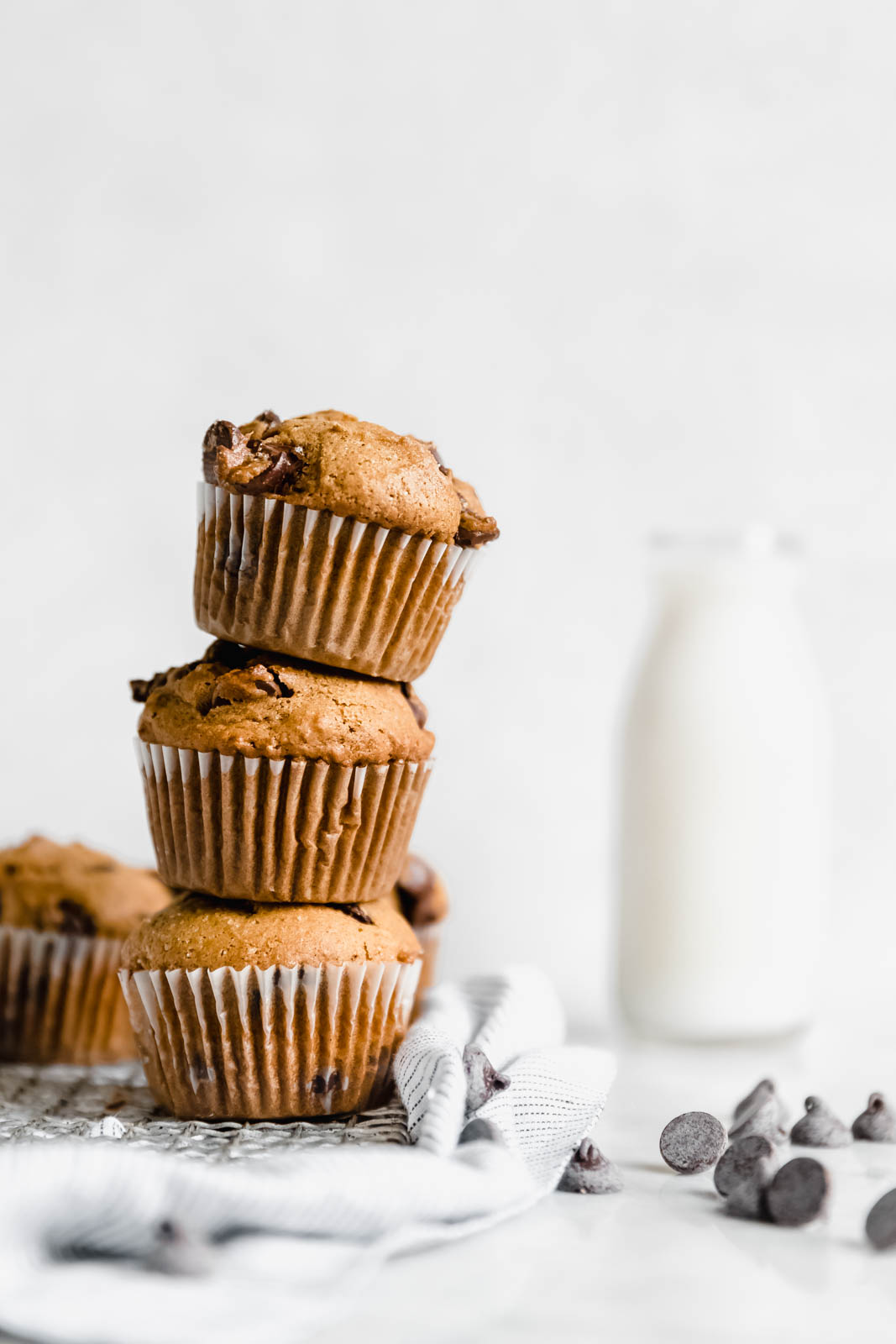stack of Pumpkin Chocolate Chip Muffins 
