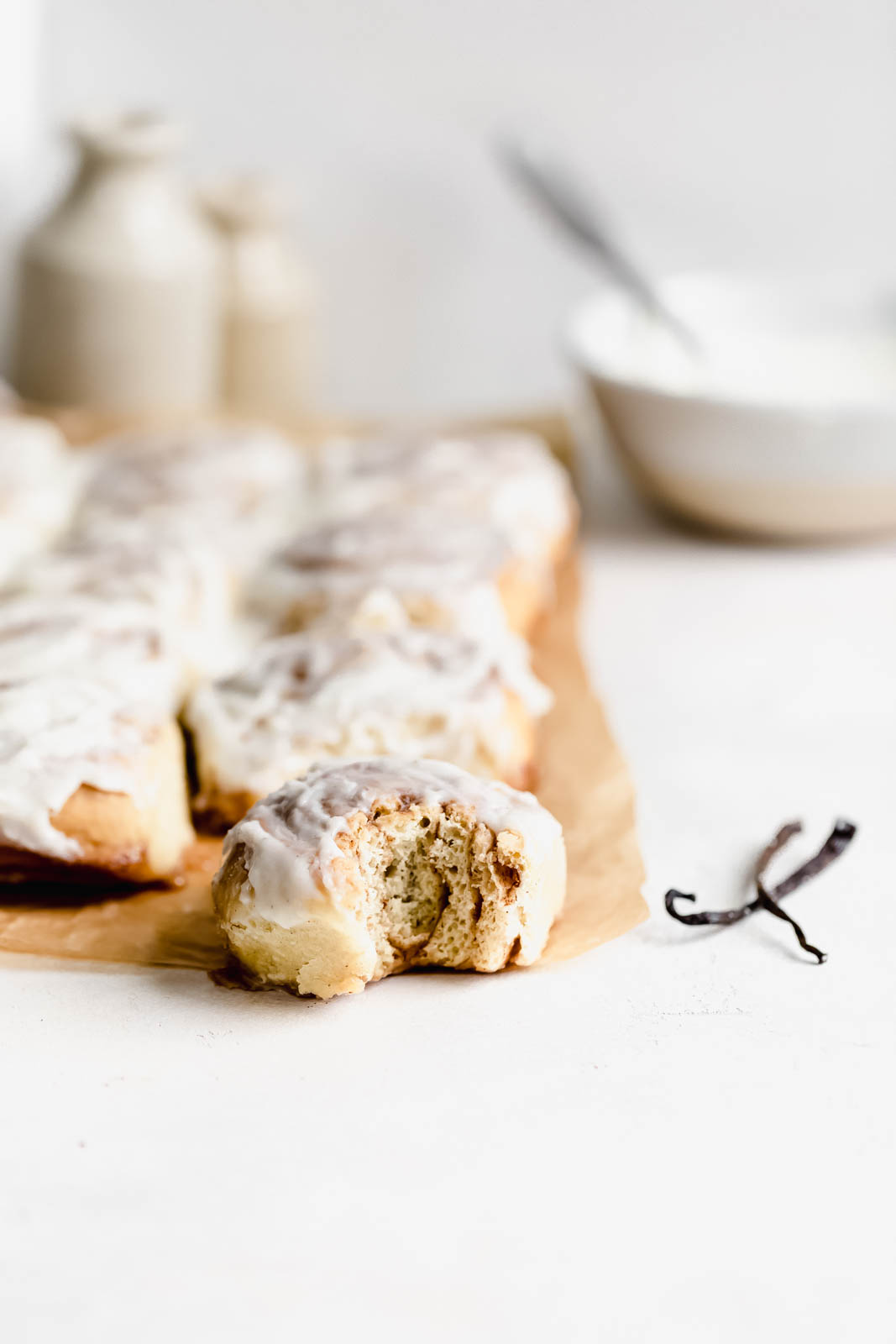 The softest, most perfect Cinnamon Buns I've ever had, made with vanilla beans and a cream cheese frosting. Well worth the effort!!!