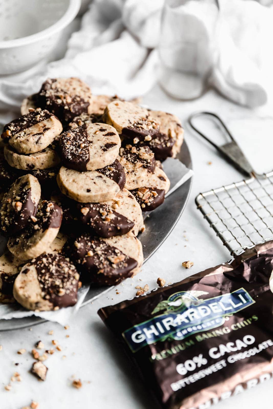 Buttery, shortbready, and yet somehow totally moist, these Pecan Chocolate Chip Slice and Bake Cookies are my new go-to holiday cookie!