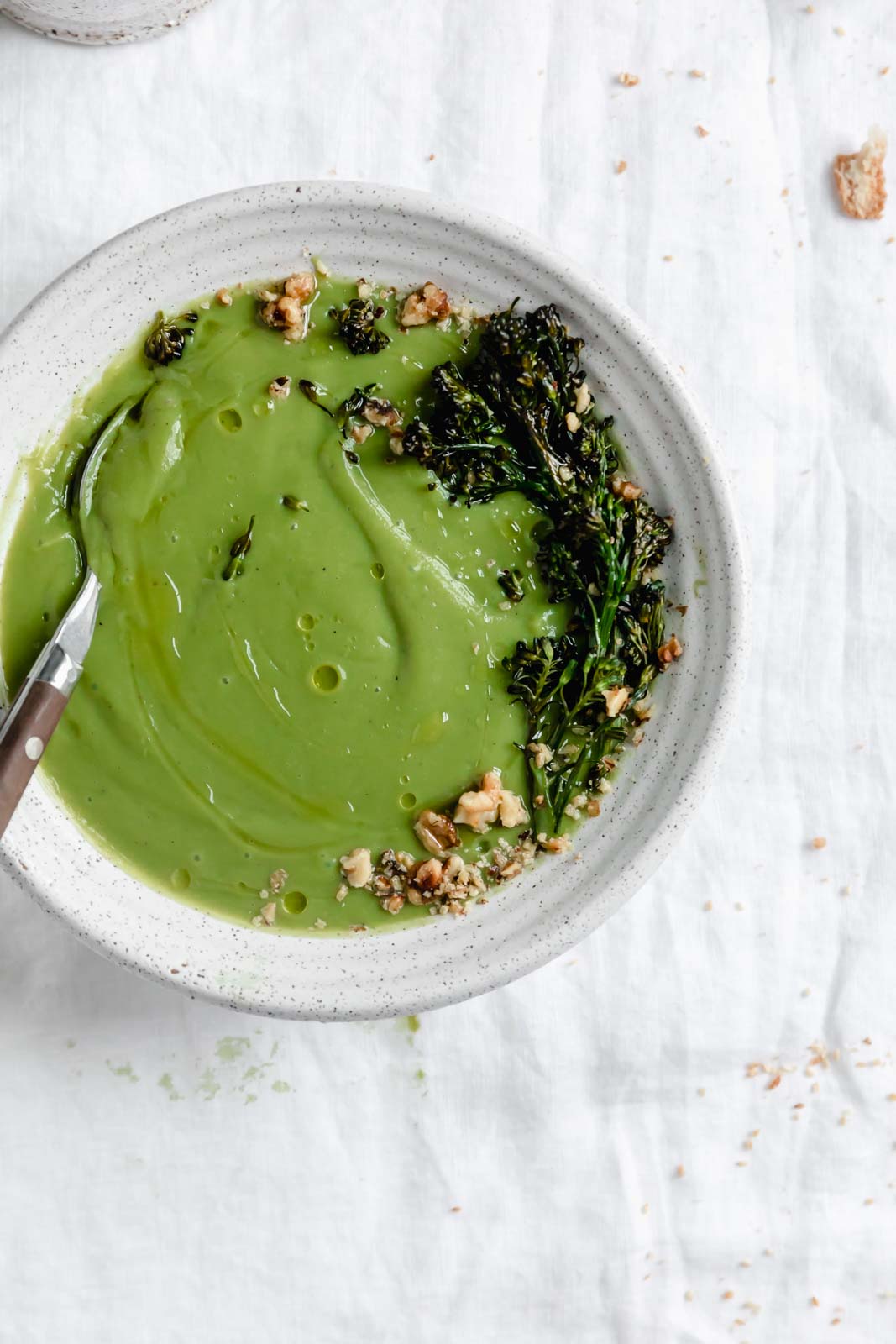 creamy broccoli soup in a bowl