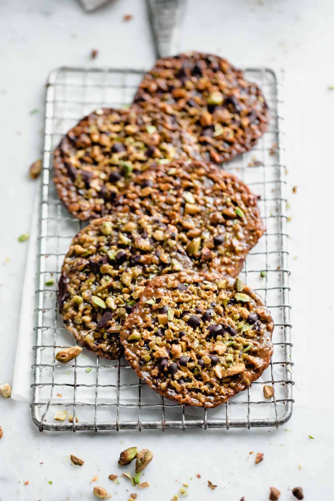 easy lace cookies on a cooling rack