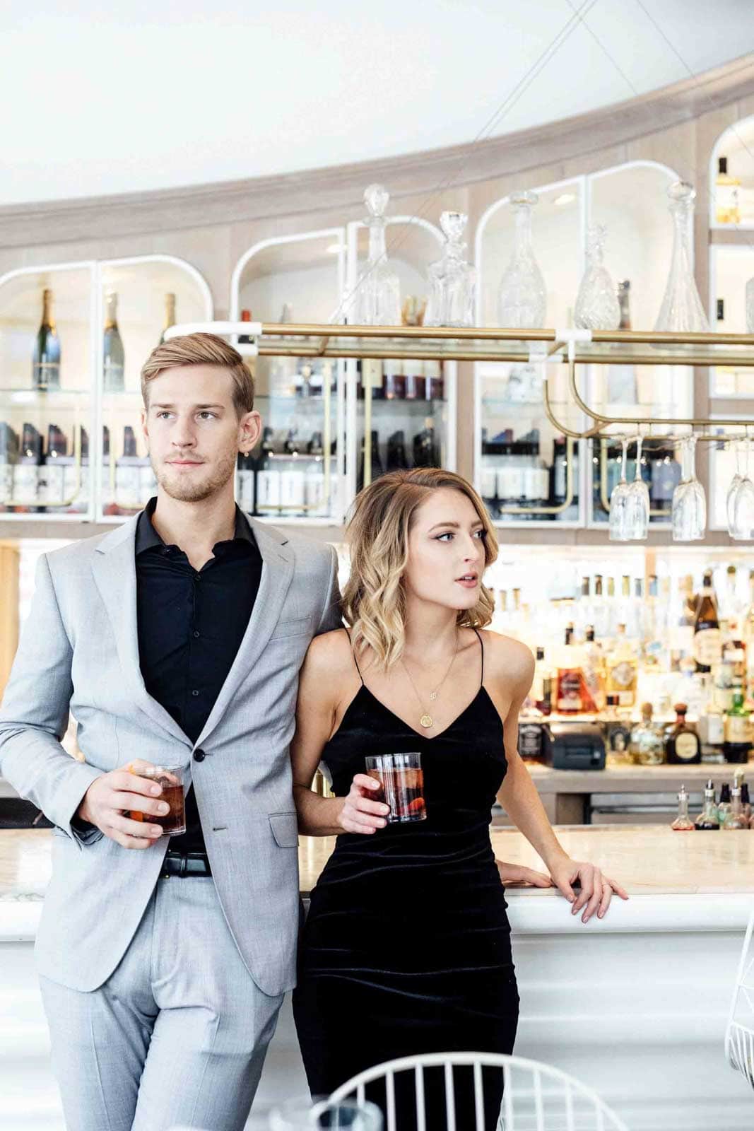 A modern and bright Restaurant Engagement Photo Shoot in downtown Toronto