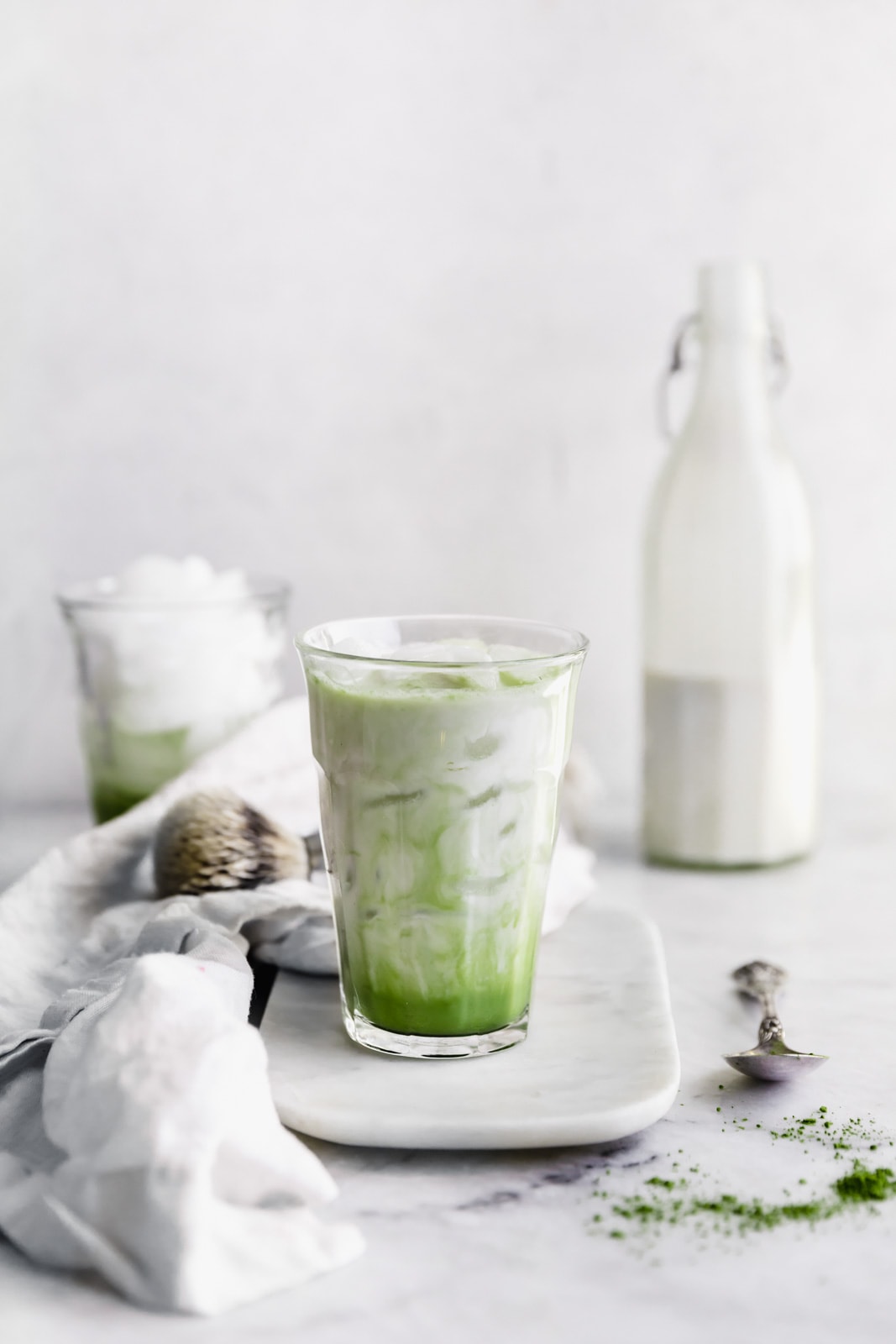 These insta-worthy White Chocolate Matcha Iced Lattes are the perfect afternoon pick-me-up. Power through the rest of the day with this sweet, green, caffeinated treat.