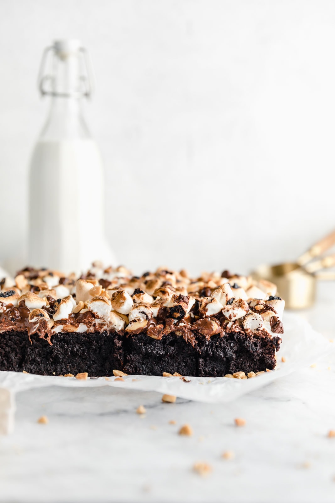 cross section of rocky road brownies