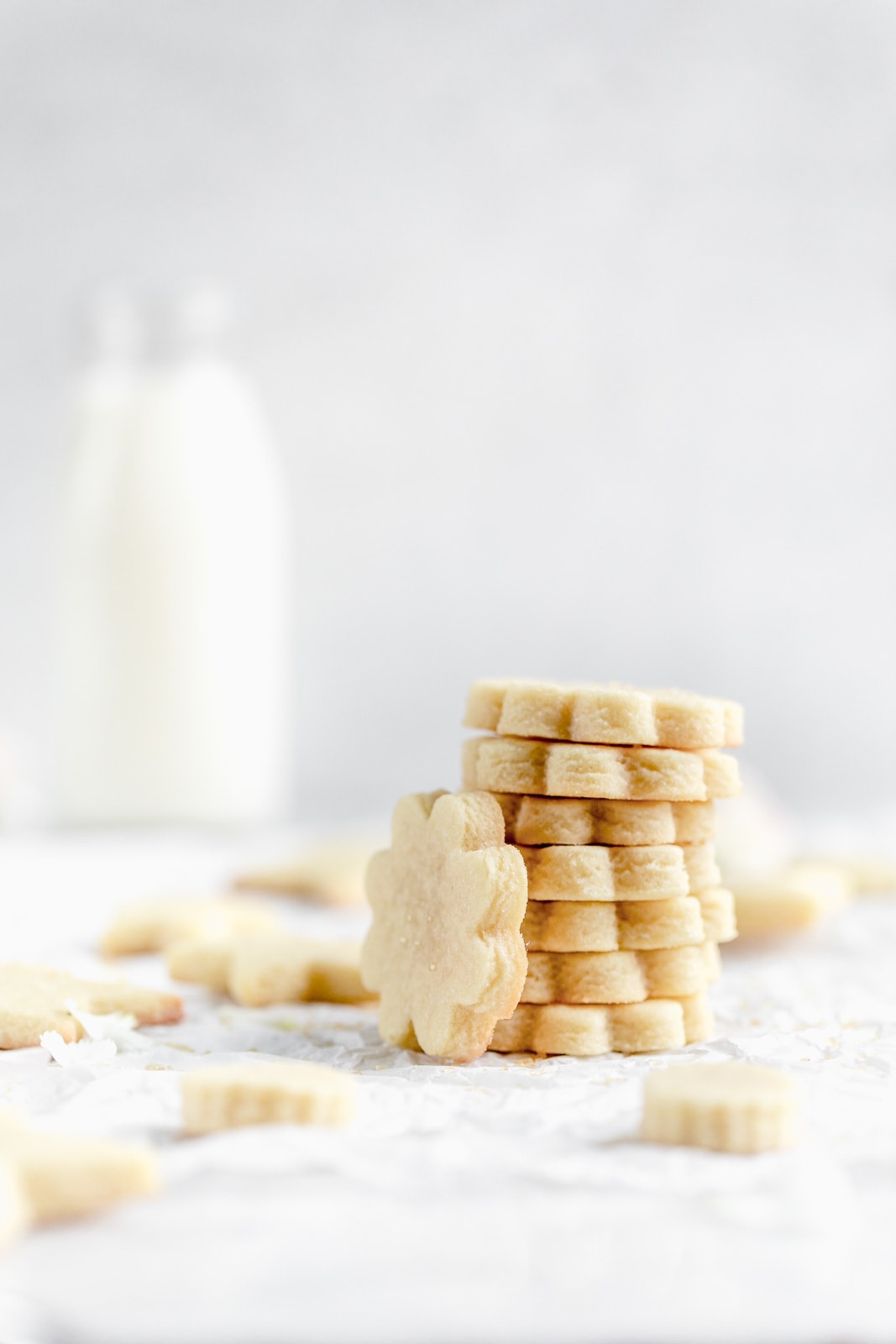 cut out sugar cookies in a statck