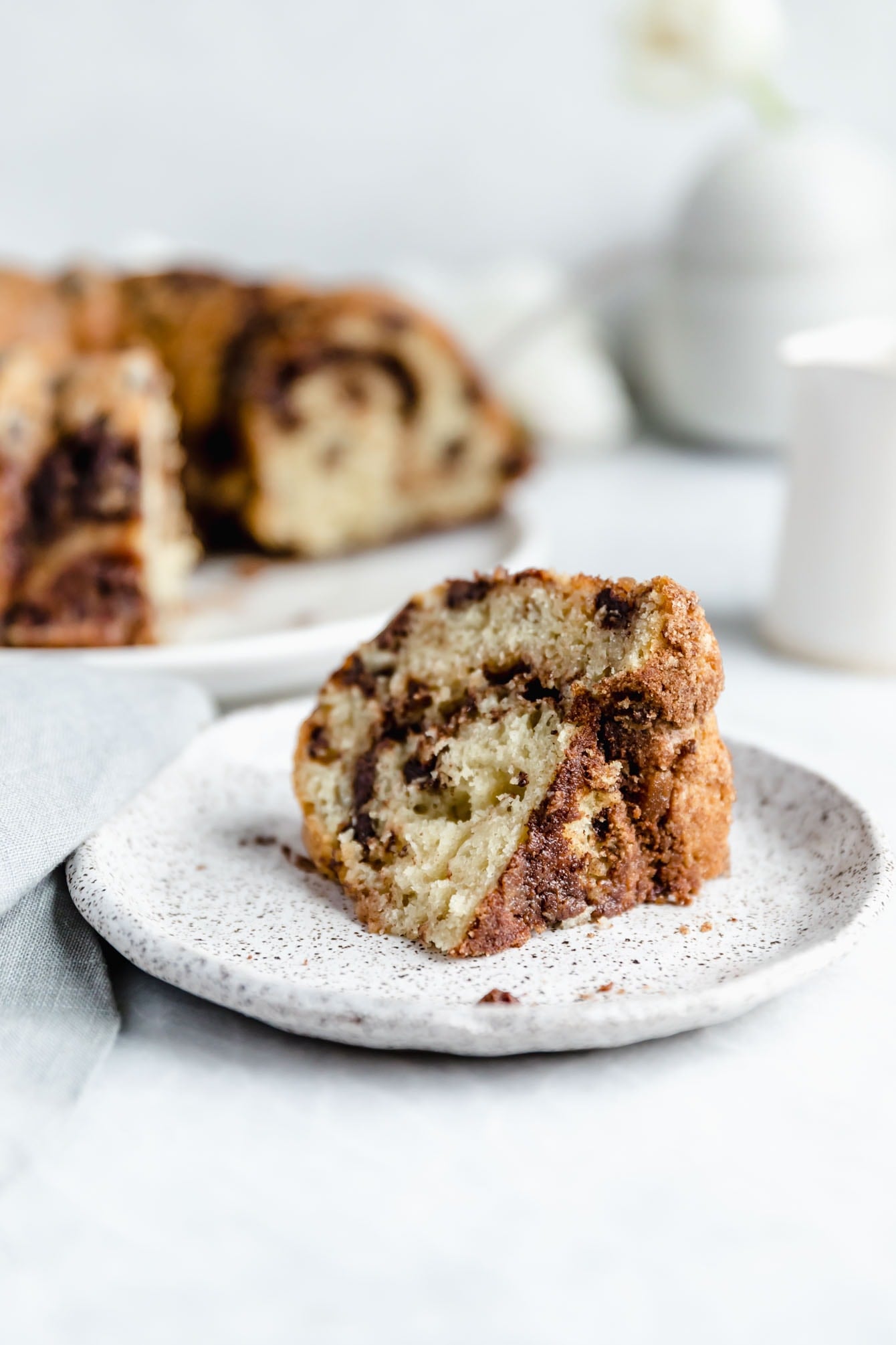 I love a good dessert disguised as breakfast. This buttery and moist Cinnamon Chocolate Chip Coffee Cake is sure to make your morning a little sweeter.