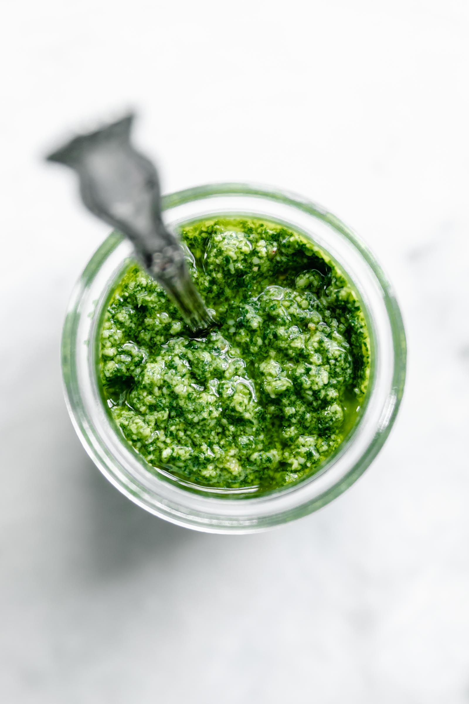 fresh pesto in a jar