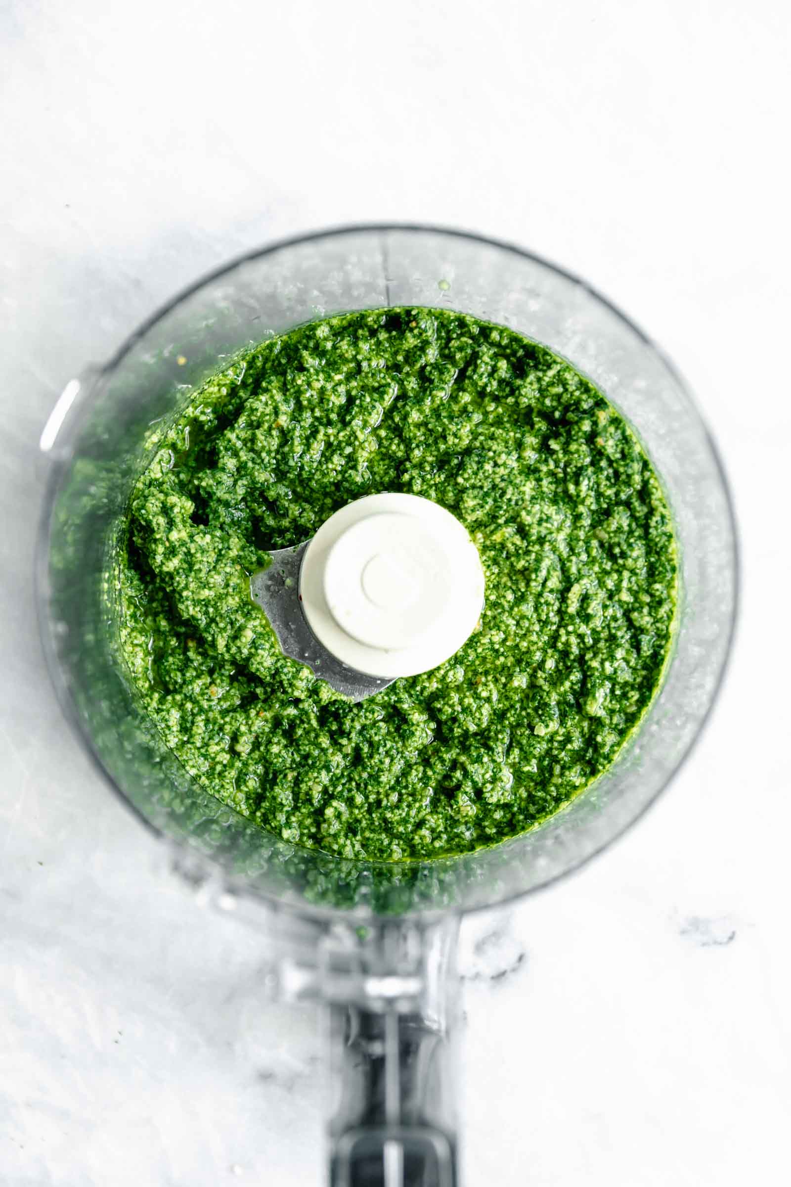 pesto process shot in food processor